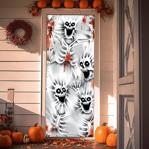 Printed skeleton cover in a listing porch scene