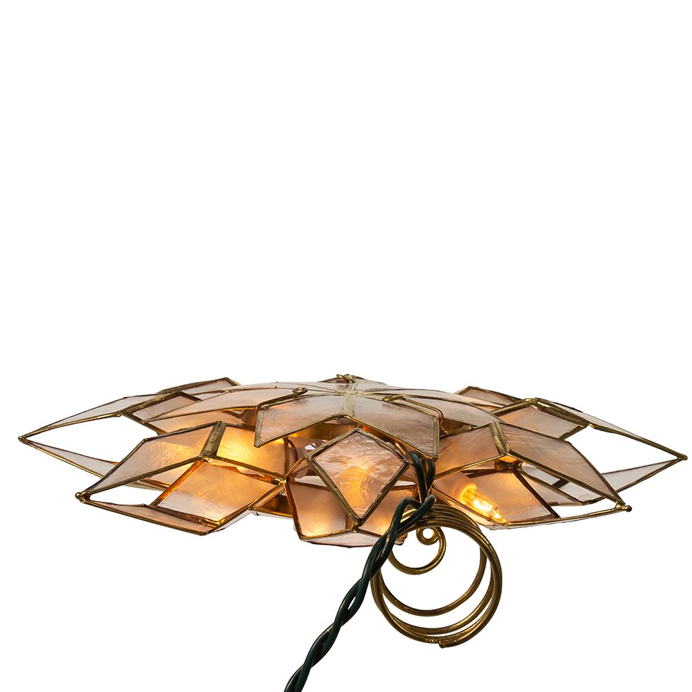 Capiz star lying flat with visible mounting coil