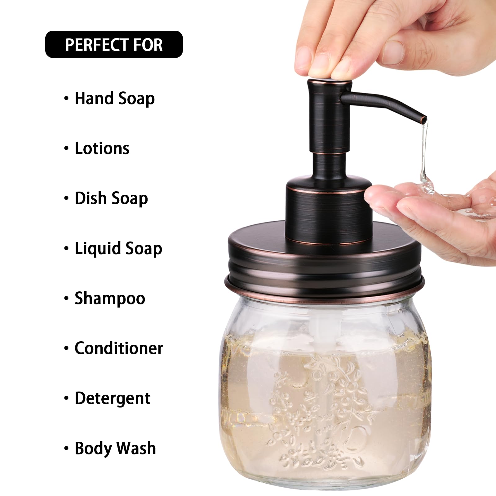 Supplier photograph of a hand pressing the Amolliar pump; dispensing behavior is not independently tested