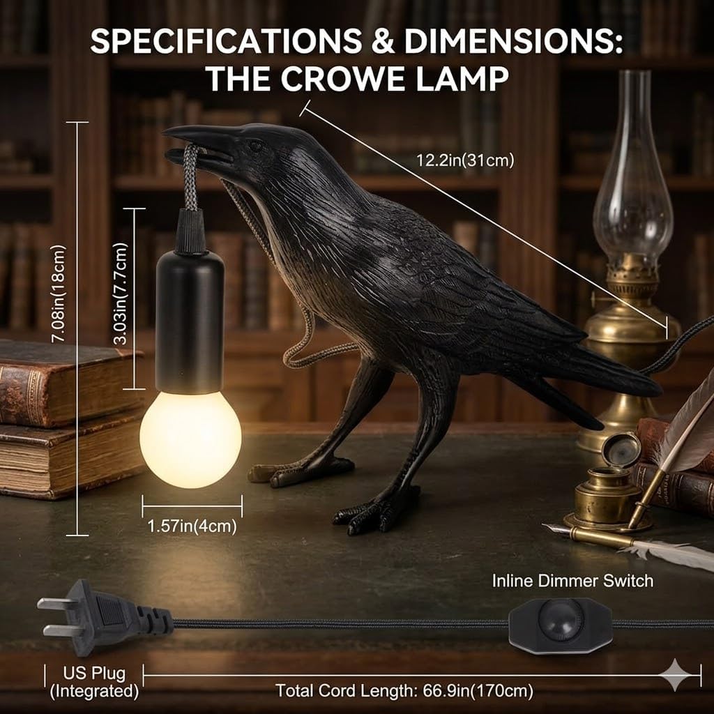 OVANUS published lamp dimensions and cord graphic