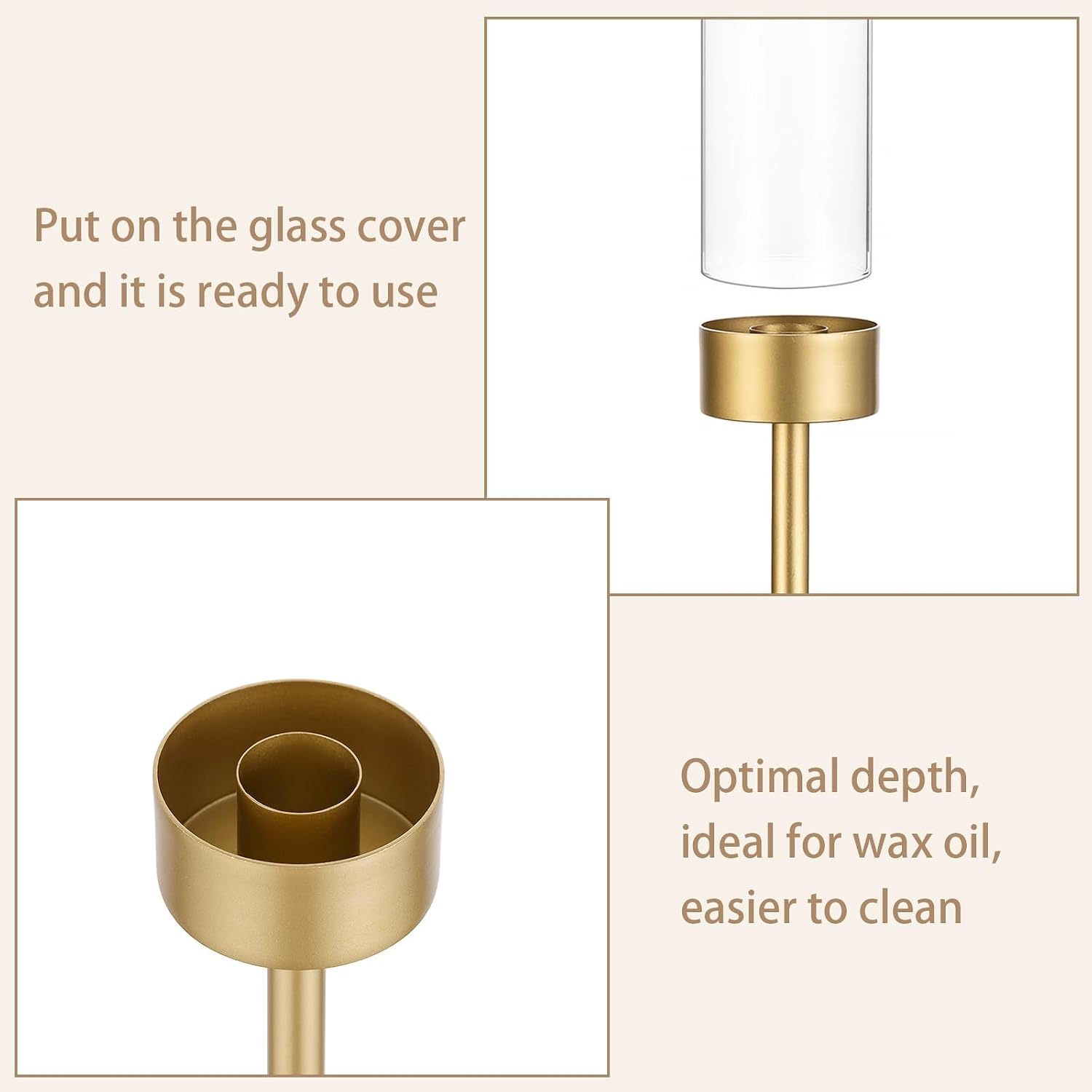 Glass cover and candle-holder assembly close-up