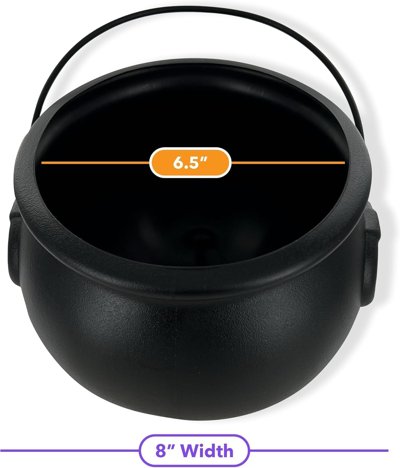 Diagram distinguishing cauldron opening and outside width