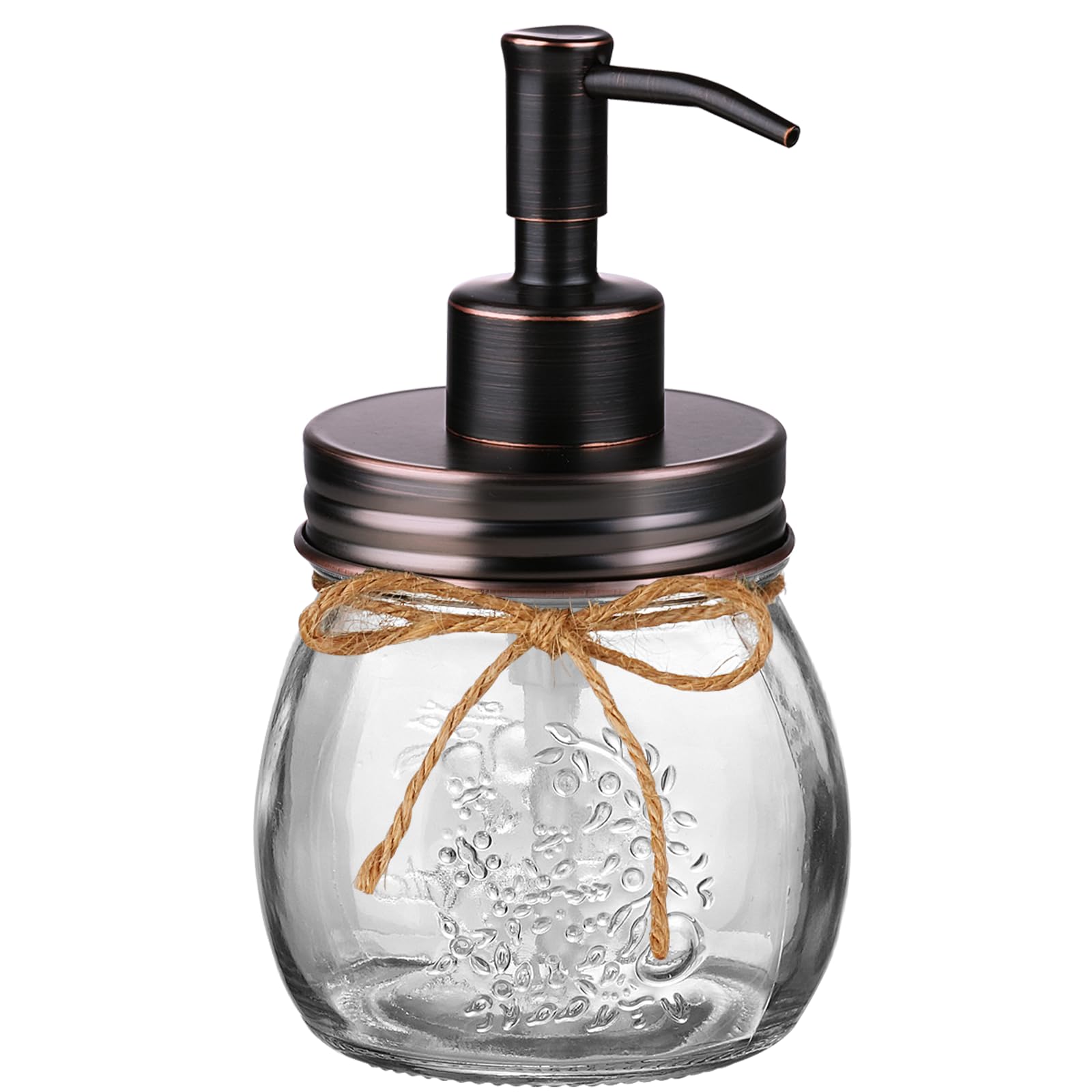 Amolliar ten-ounce glass mason-jar dispenser with dark ORB pump