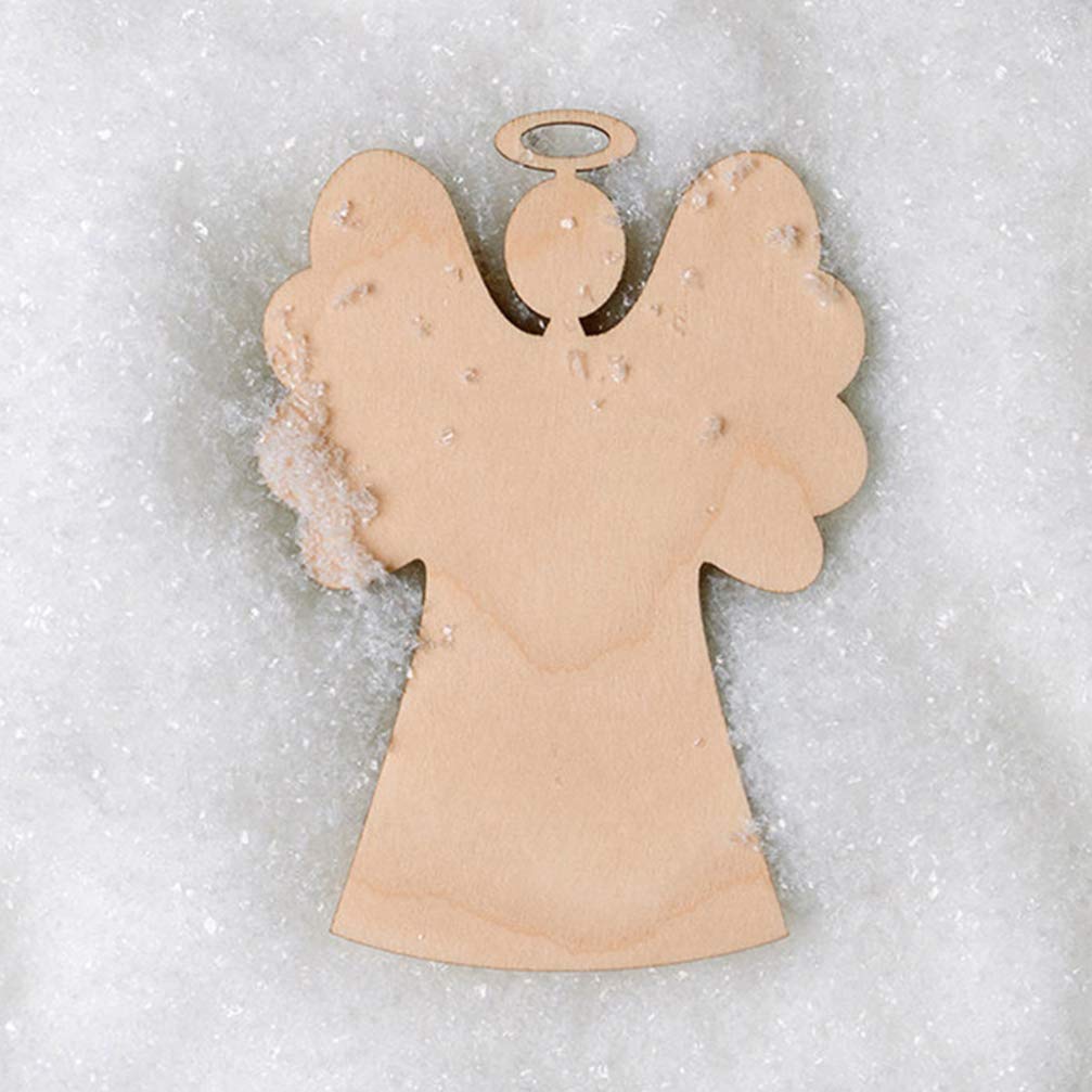 Single pale wooden Amosfun angel on a textured background