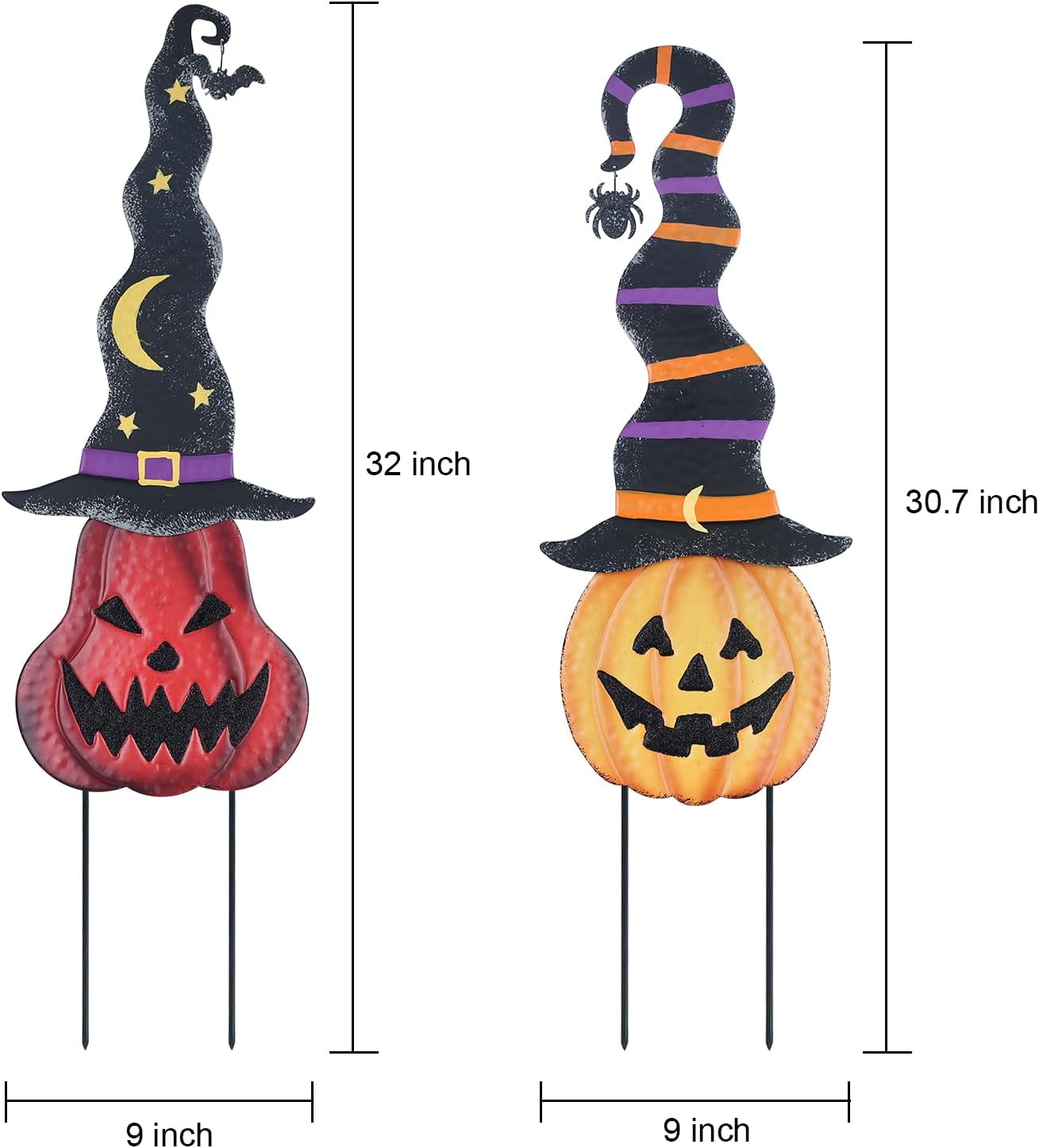 Published pumpkin-stake height and width graphic