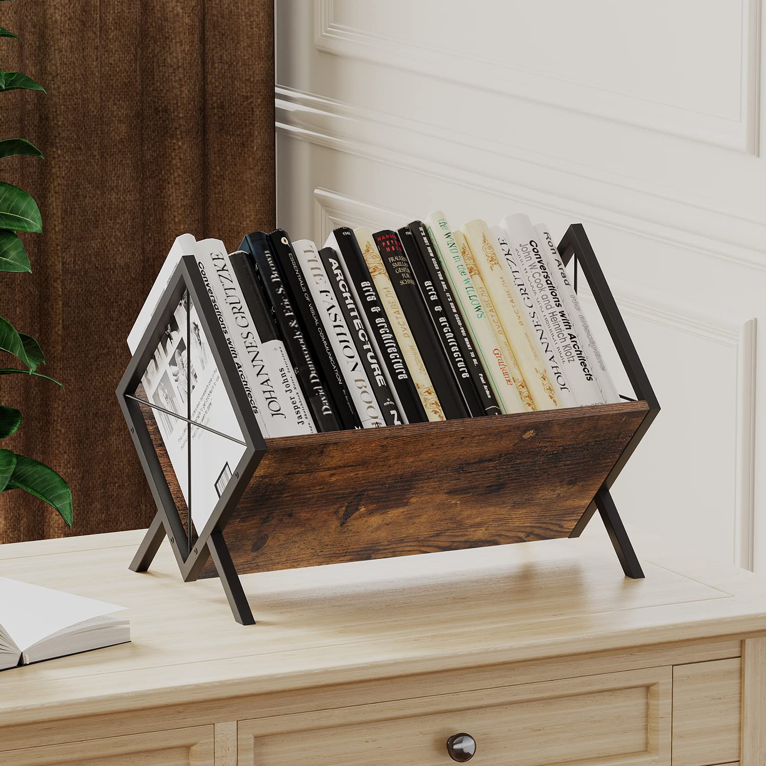 YINMIT rack holding separate books, an alternative use shown by the supplier