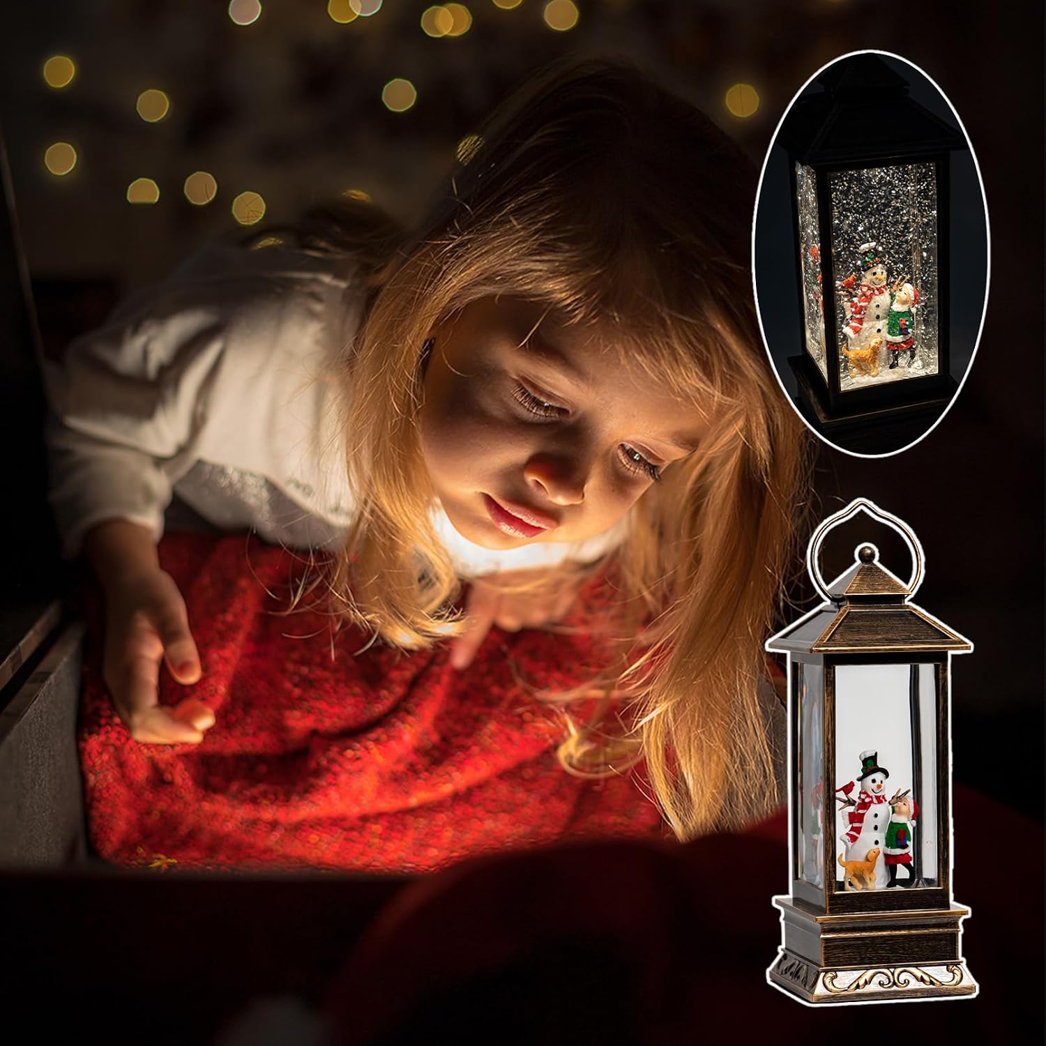Lantern in a promotional bedside winter scene