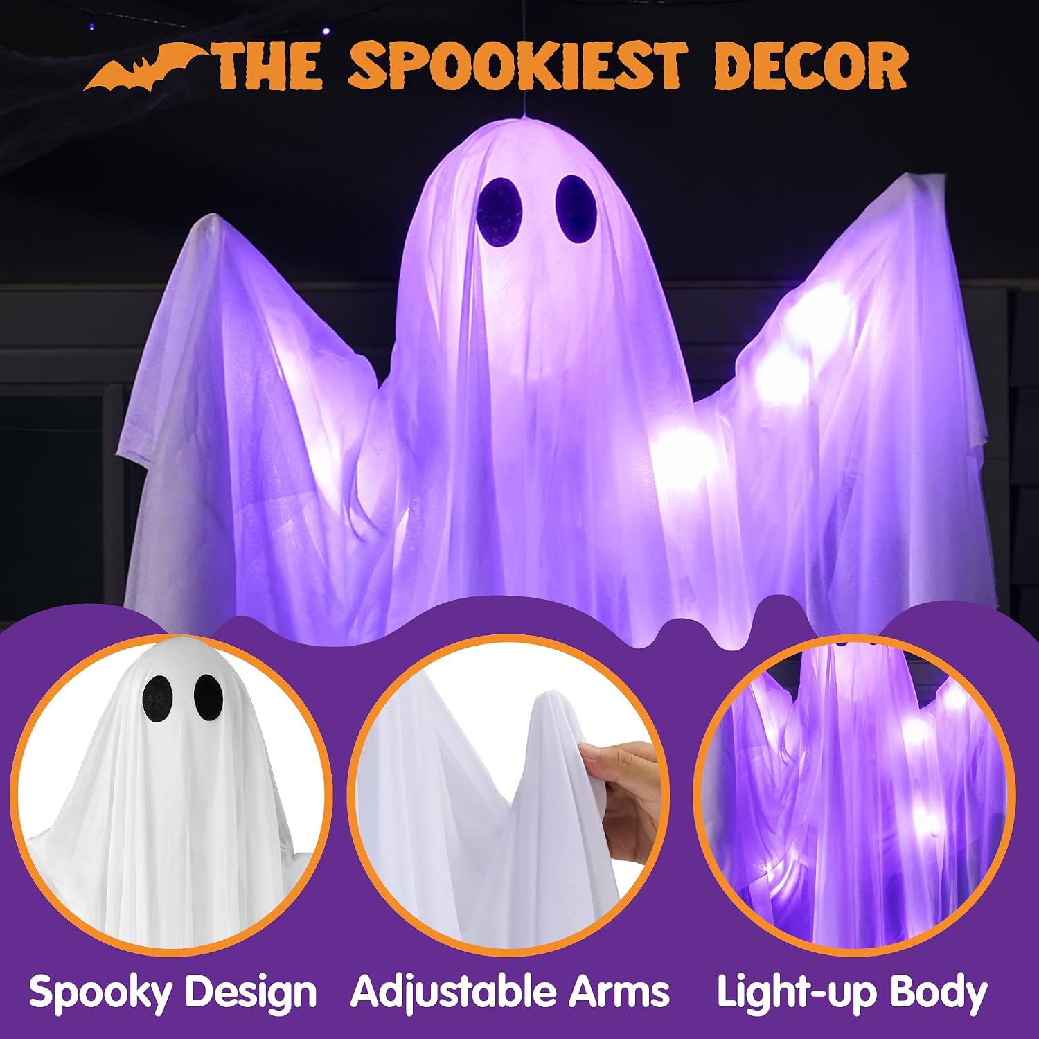 Listing graphic of ghost appearance and adjustable arms