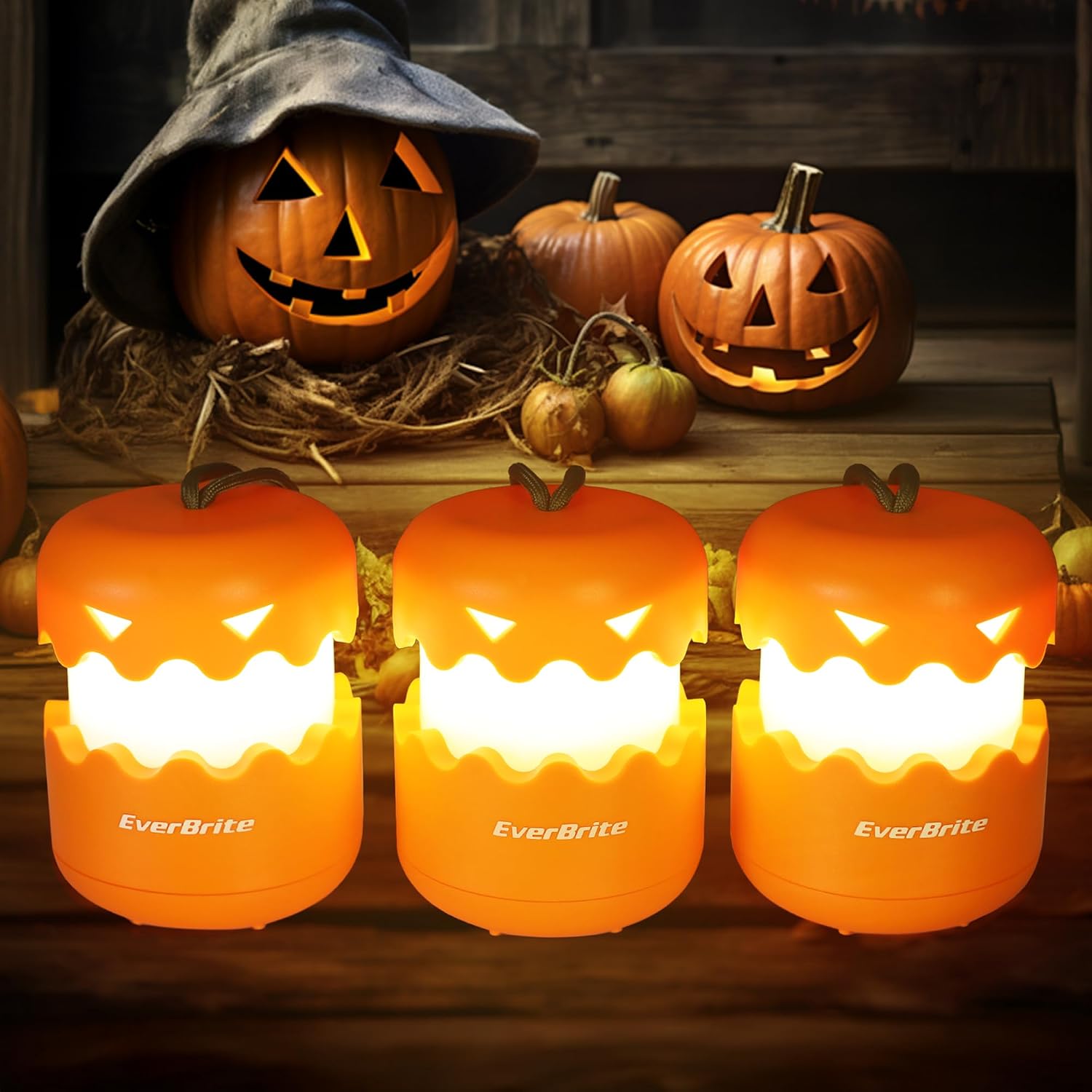 EverBrite three-pack pumpkin lantern listing image