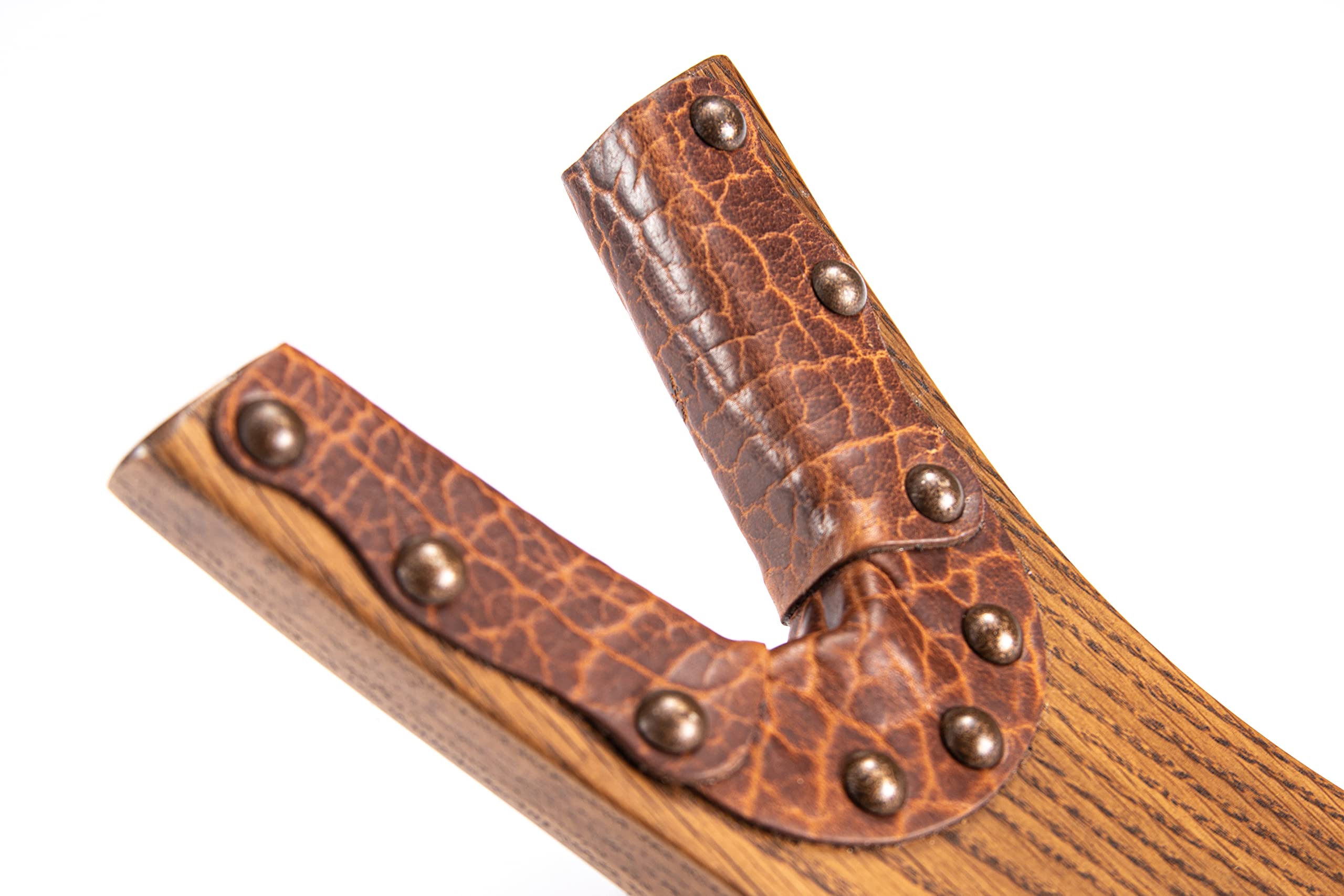 Close view of the Peanut boot jack’s covered yoke and fasteners