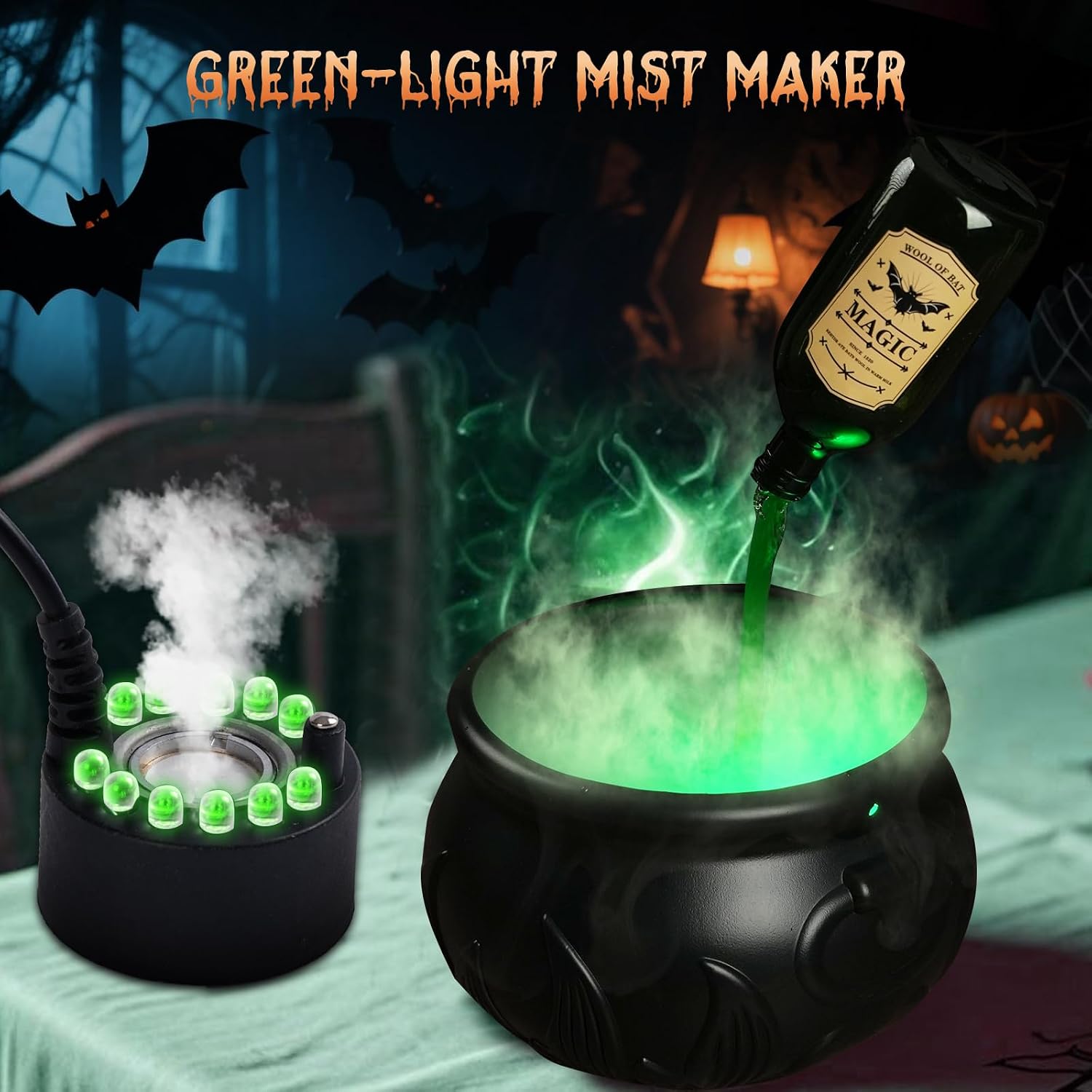 Green-light mist maker shown in a promotional graphic