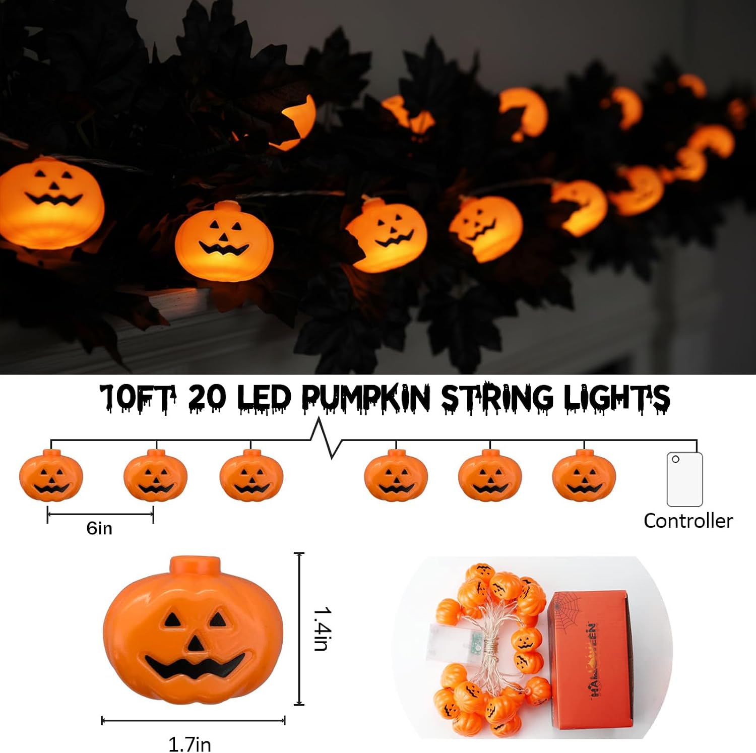 Listed pumpkin-strand dimensions and spacing