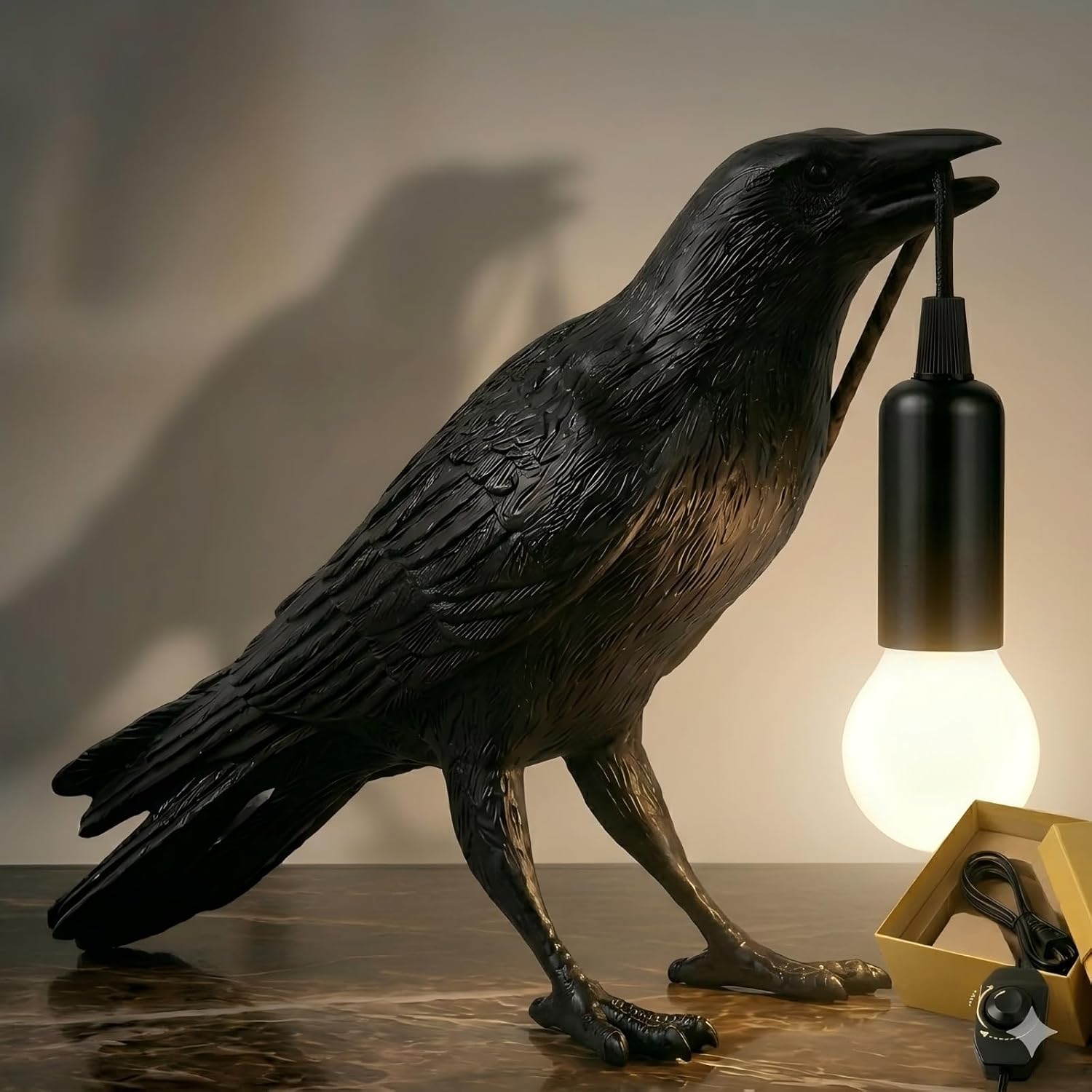 OVANUS crow lamp and exposed bulb