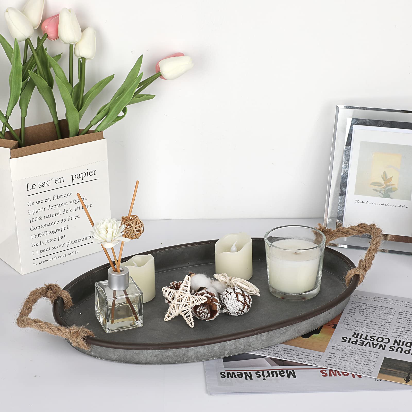 Hipiwe tray shown with separate diffuser, jar, and ornaments