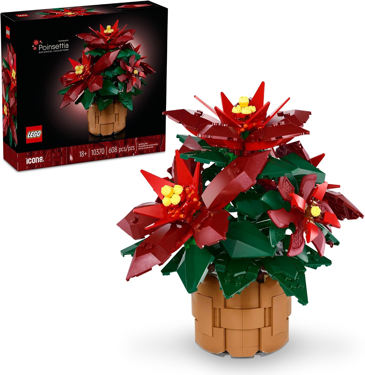 LEGO Poinsettia 10370 model with its product box
