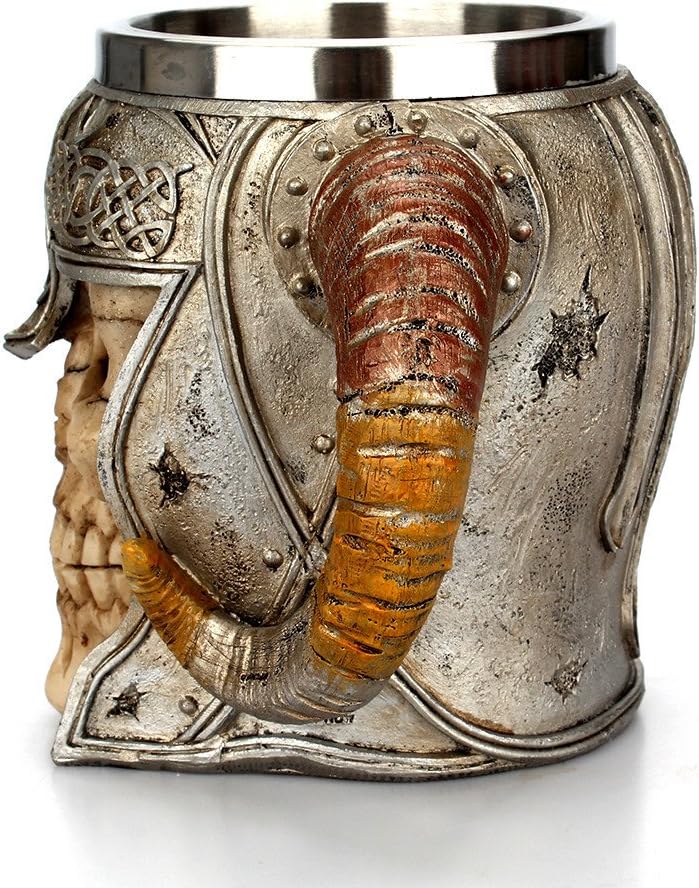 Side view of the mug showing horn and handle