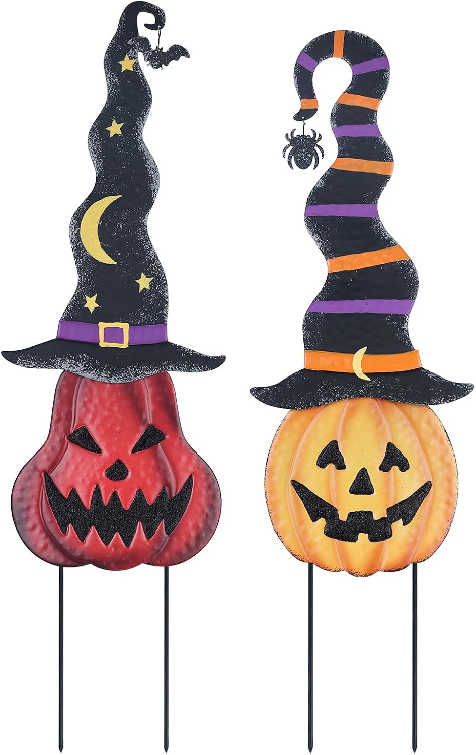 YEAHOME pair of witch-hat pumpkin stakes