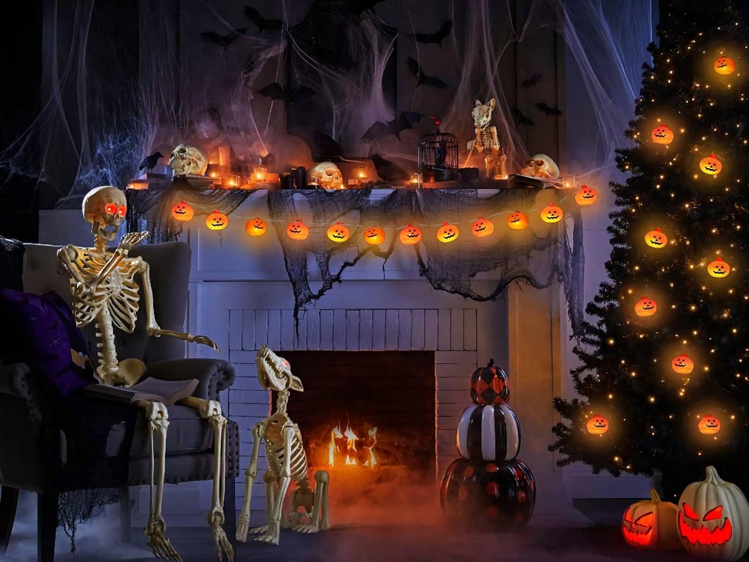 Pumpkin strand in a promotional mantel scene