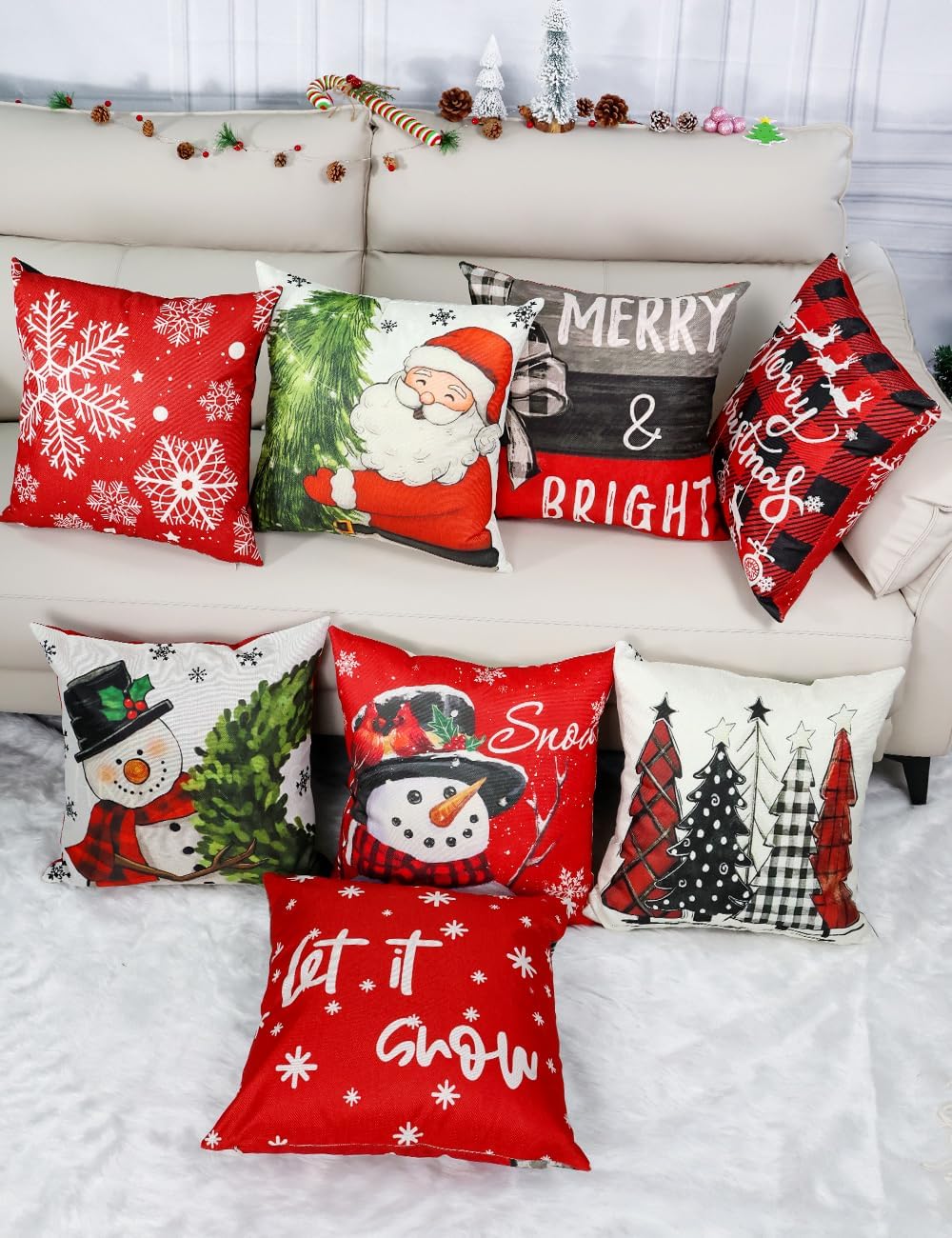 multiwins Christmas covers arranged with separate styling props
