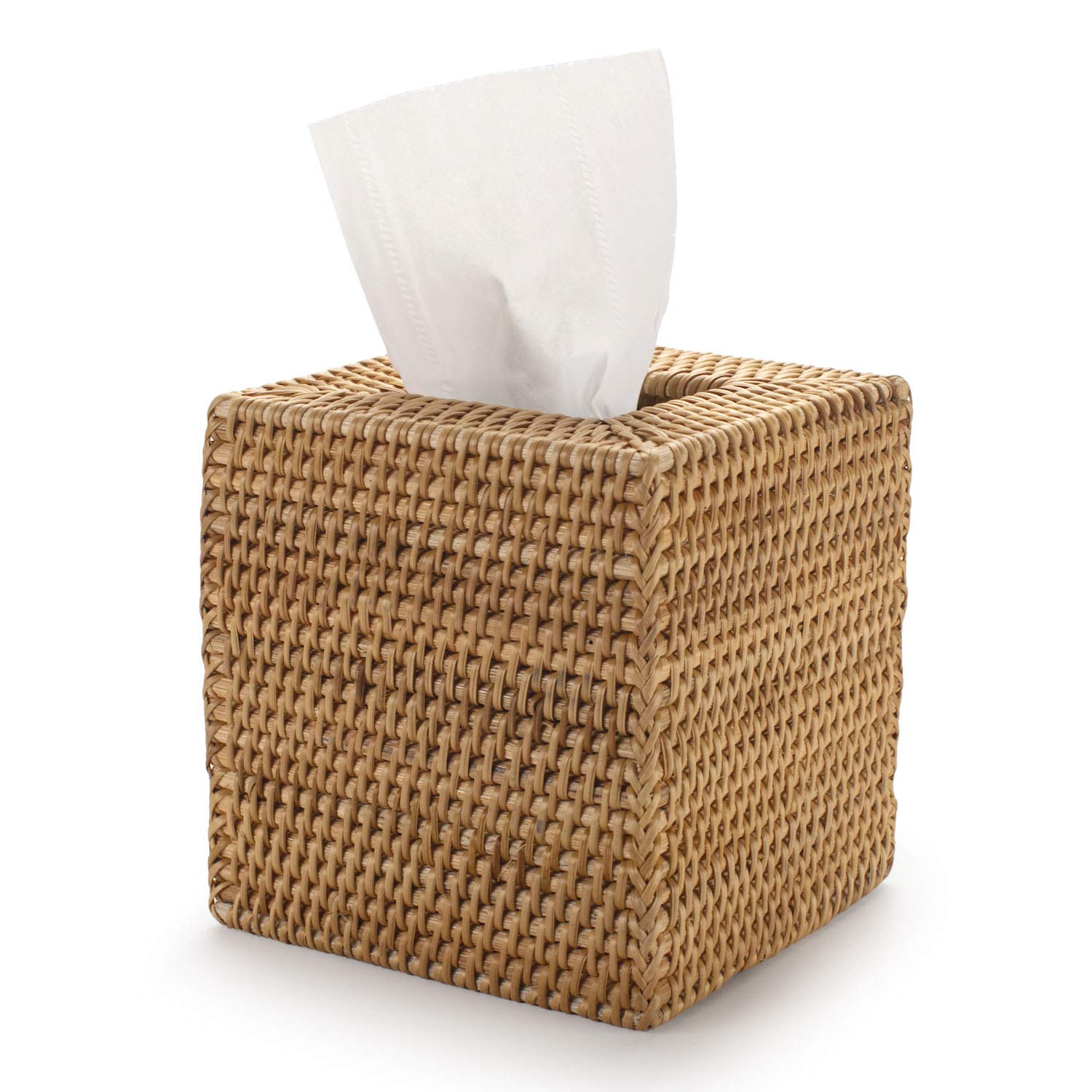 YANGQIHOME natural rattan cover over a separate tissue box