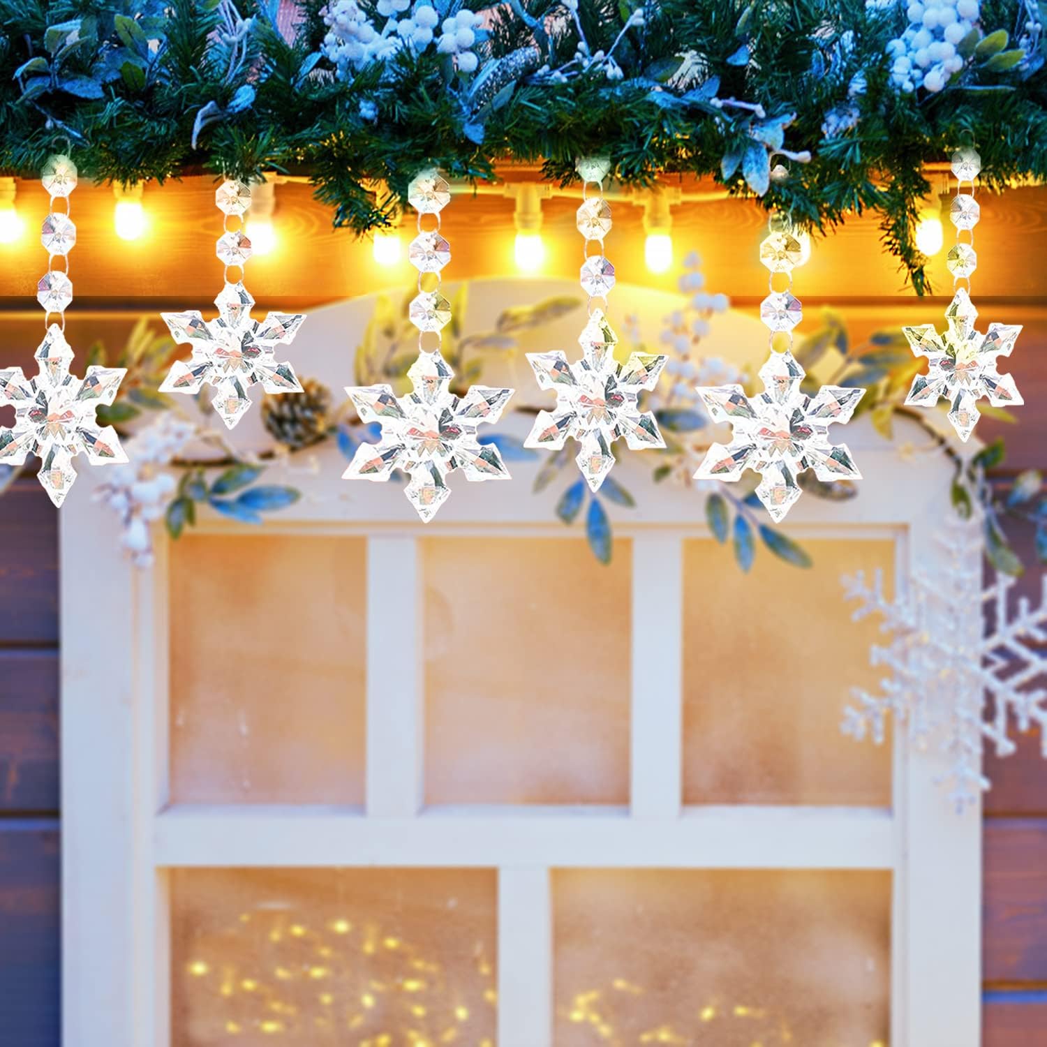 Jishi clear snowflakes suspended along a supplier garland