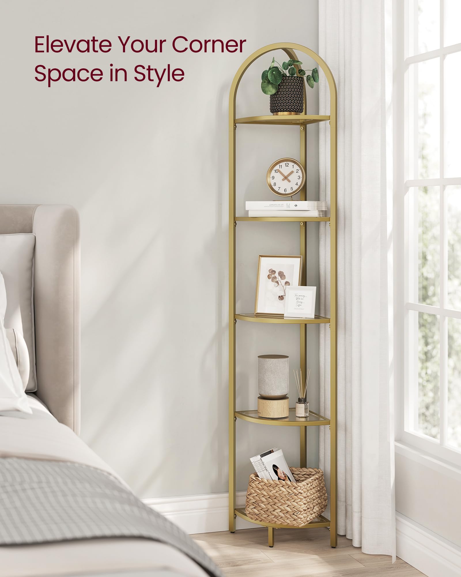 VASAGLE corner shelf in bedroom styling