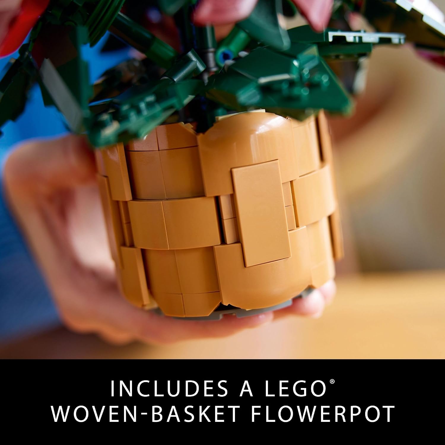 Brick-built woven-basket effect flowerpot