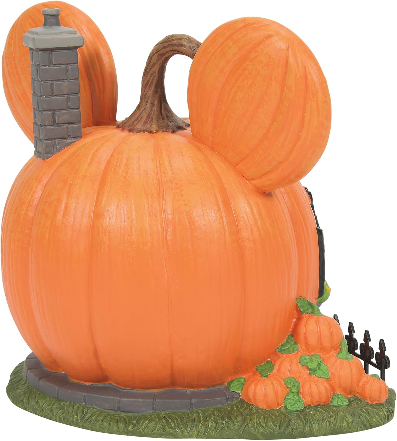 Rear view of the porcelain pumpkin house