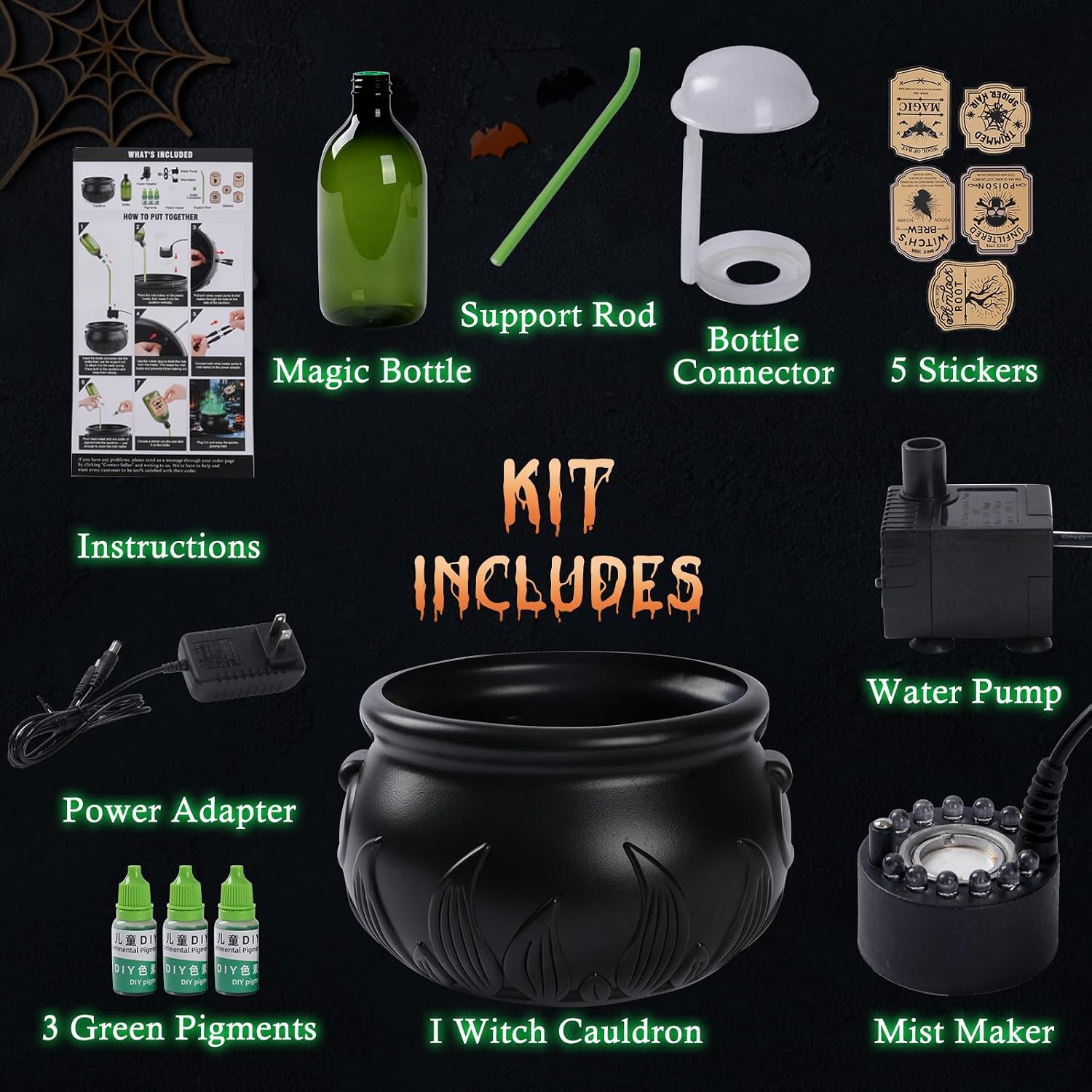 Manufacturer illustration of the supplied cauldron-kit parts