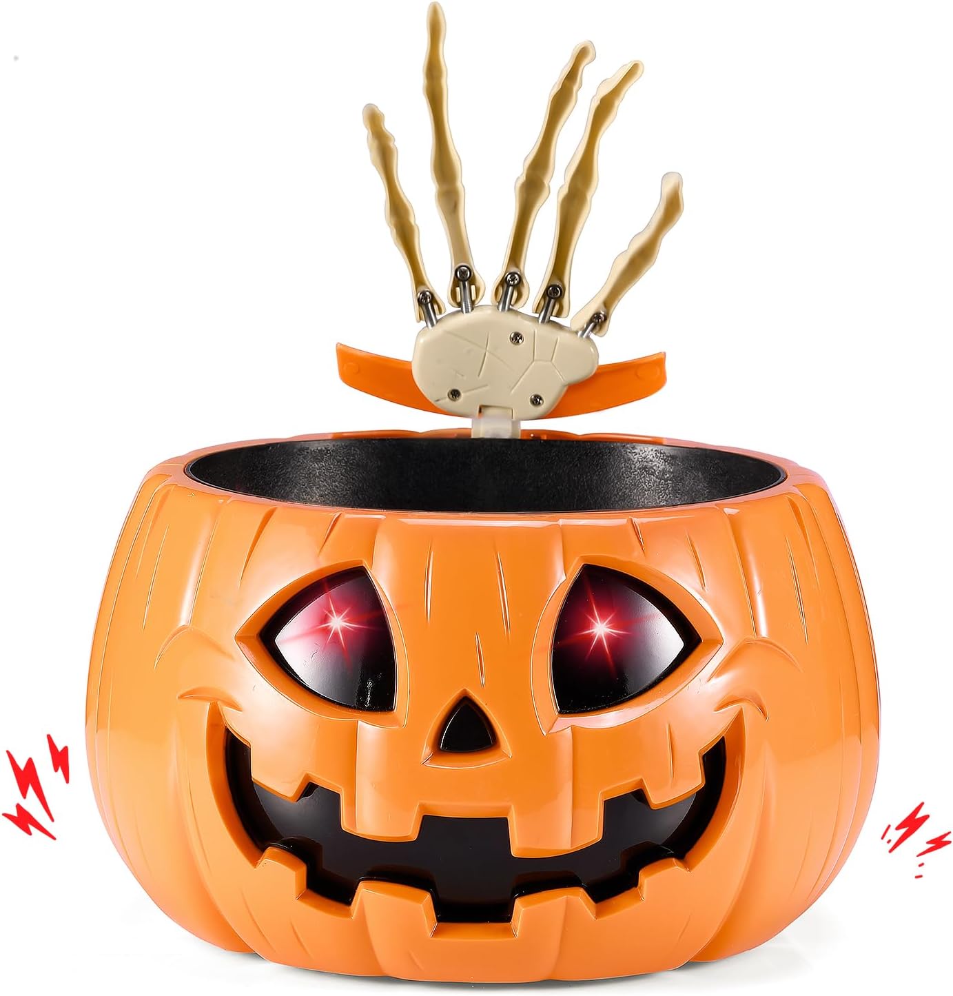 Anlass pumpkin candy bowl with raised skeleton hand
