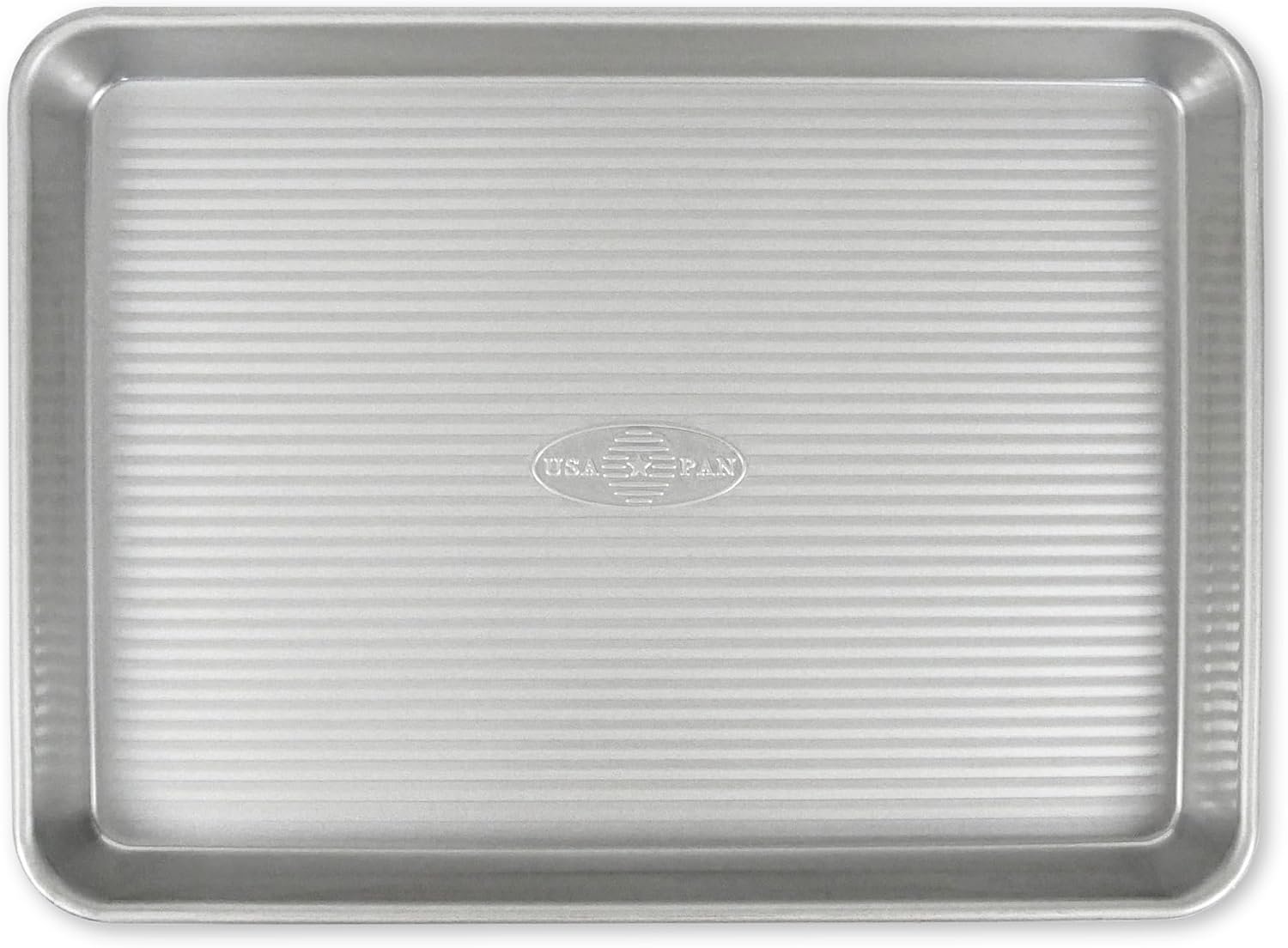 USA Pan coated quarter sheet with fluted bottom shown from above