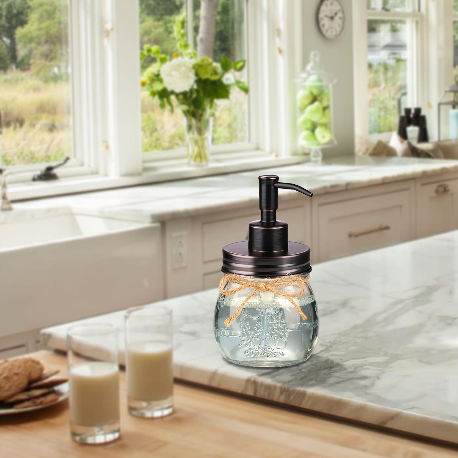 Amolliar jar beside a kitchen sink in supplier styling; another placement example