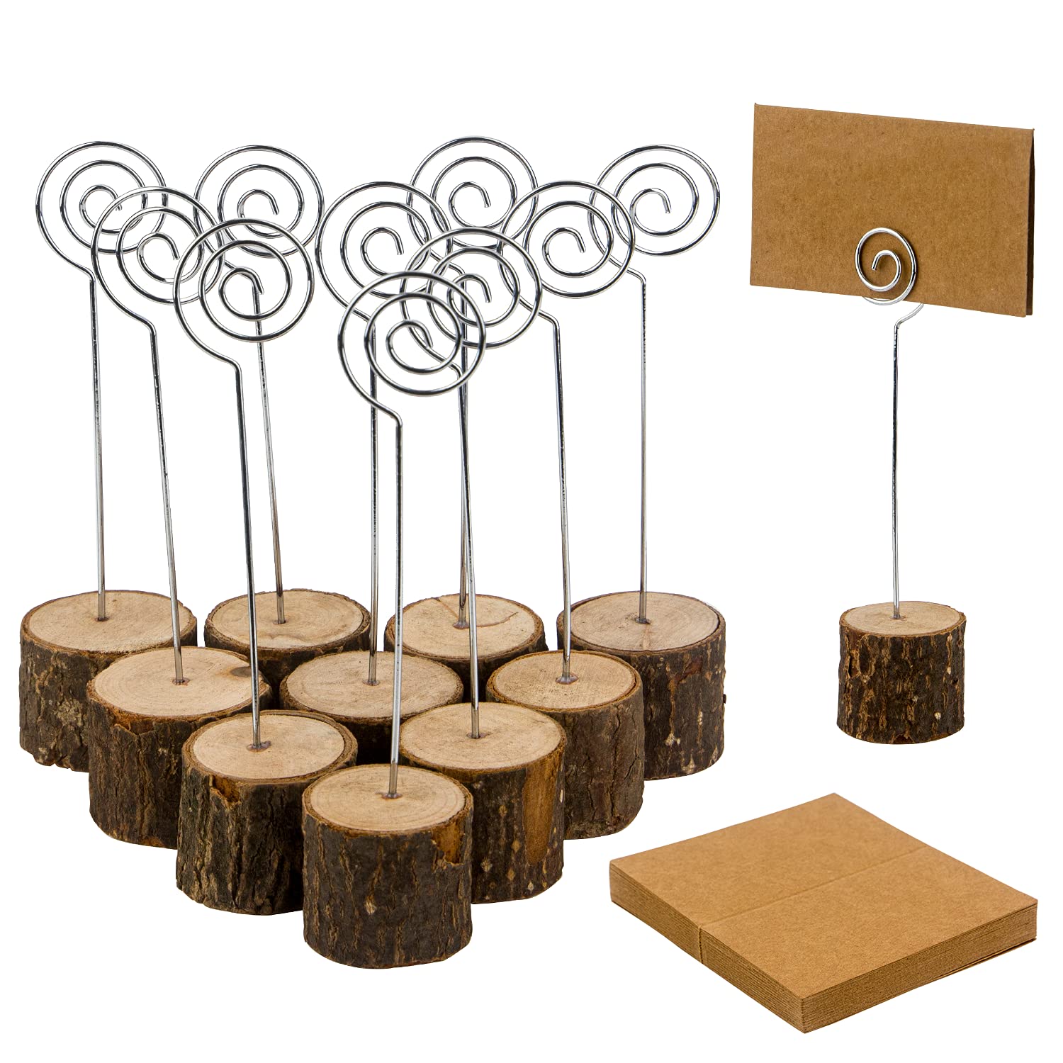 Set of wooden wire holders and blank kraft cards