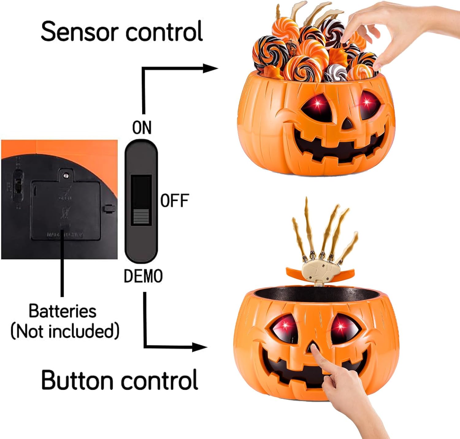Listing sensor, switch, and button-control graphic