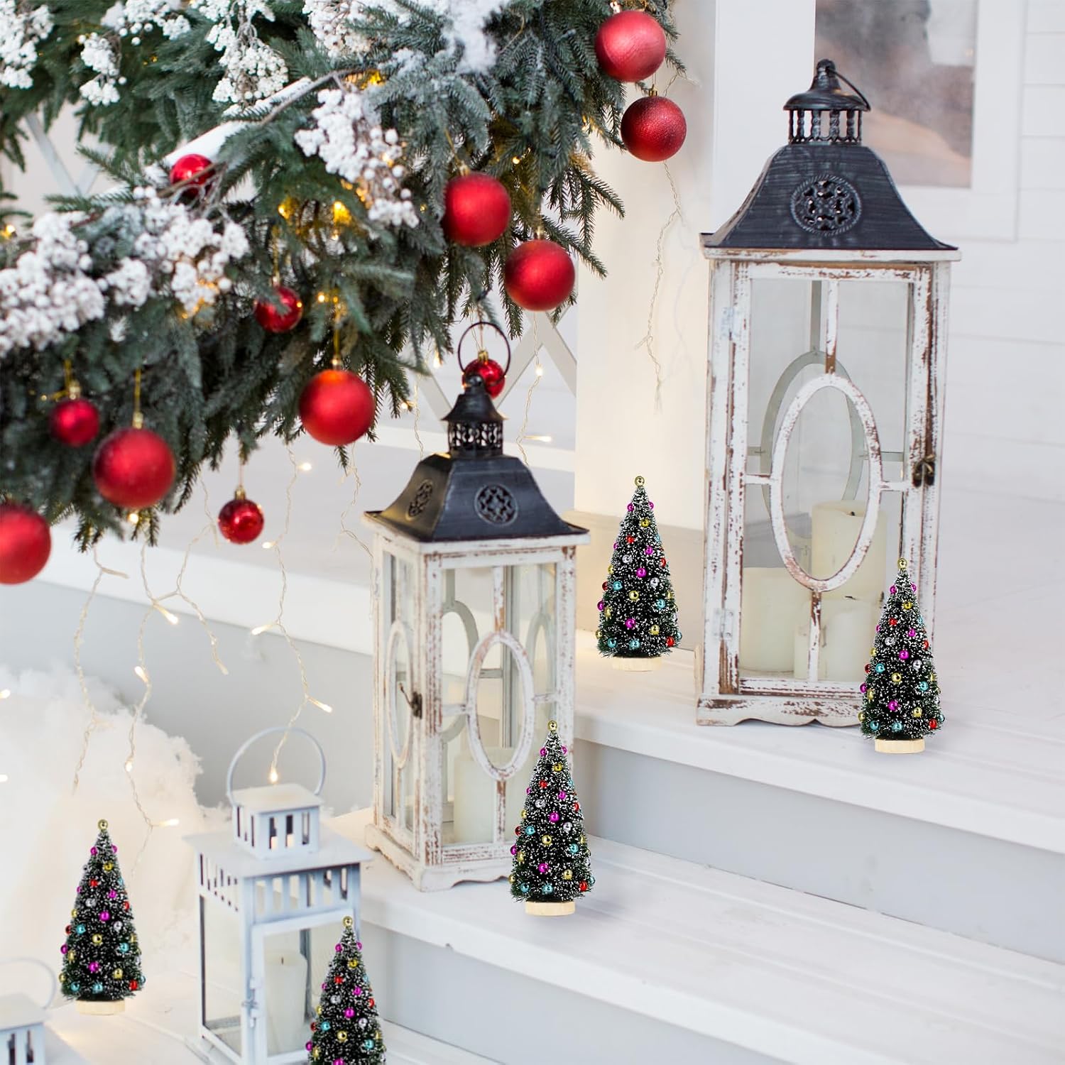Winlyn trees in a promotional fireplace arrangement
