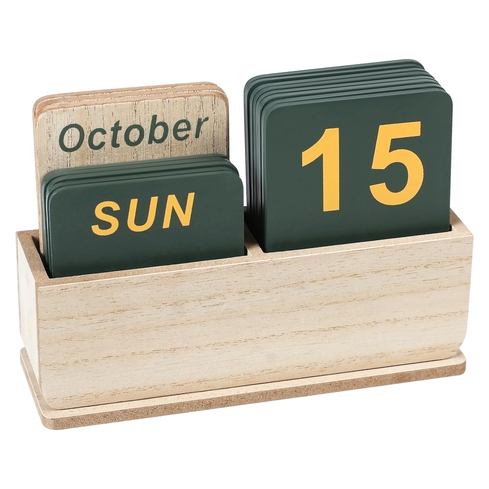 DEERINE manual date display in its wood-grain box