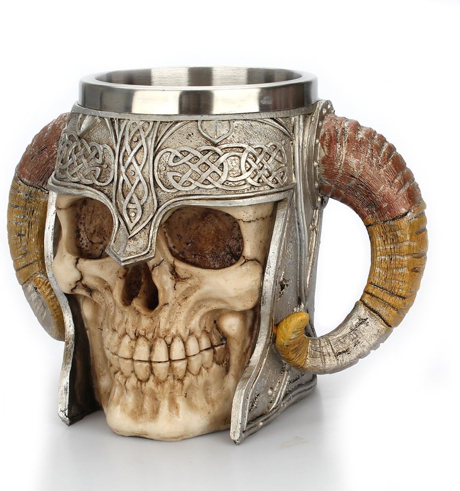 Angled front view of the selected skull mug