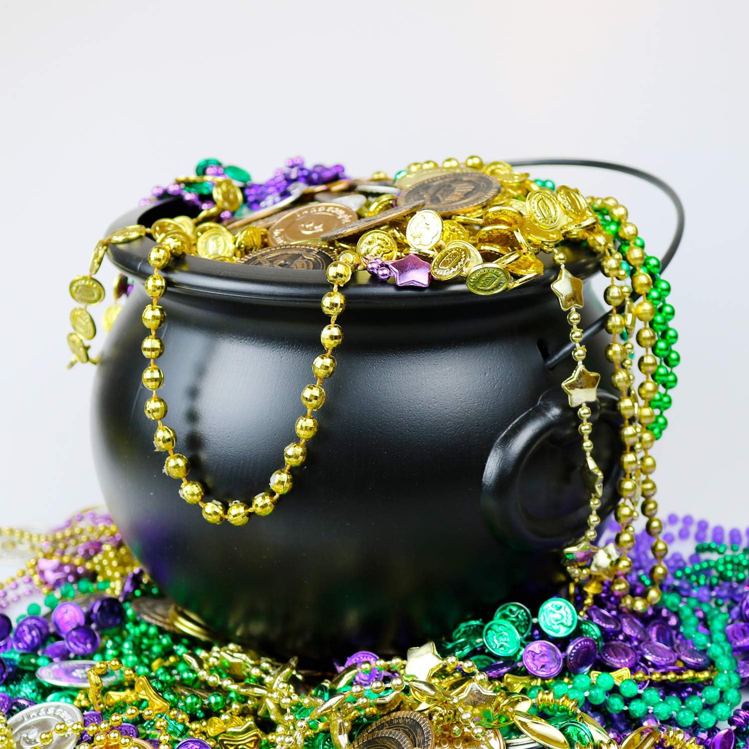 Black cauldron with decorative bead and coin props