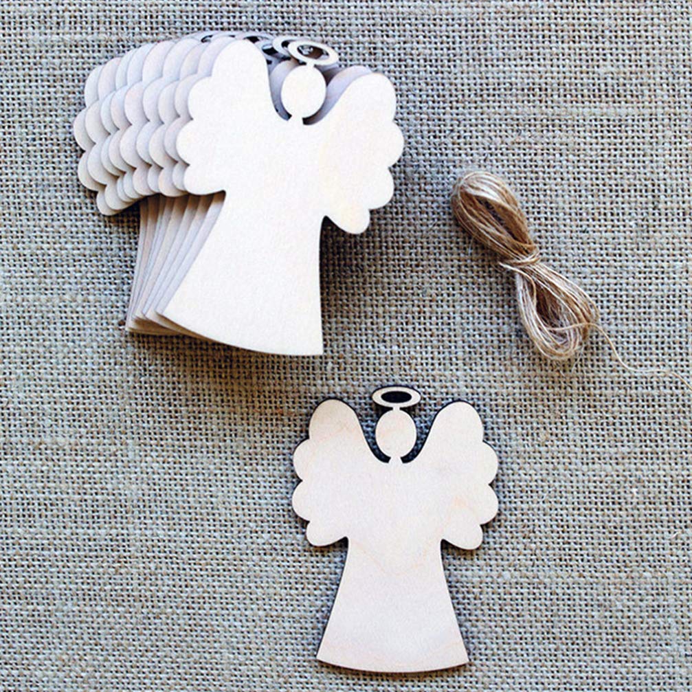 Stacked Amosfun angel blanks and separate twine on woven fabric