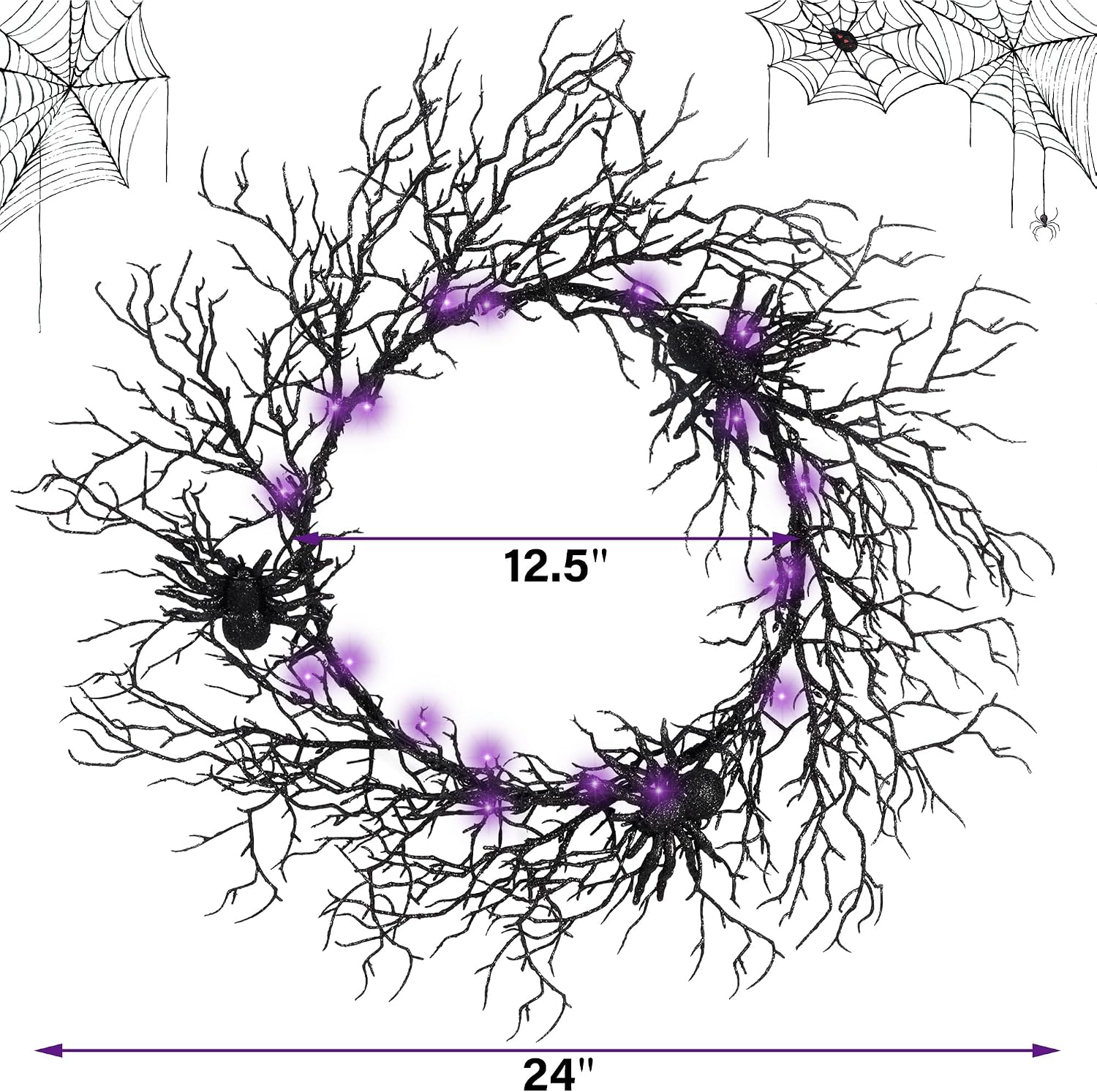 Published spider-wreath dimensions