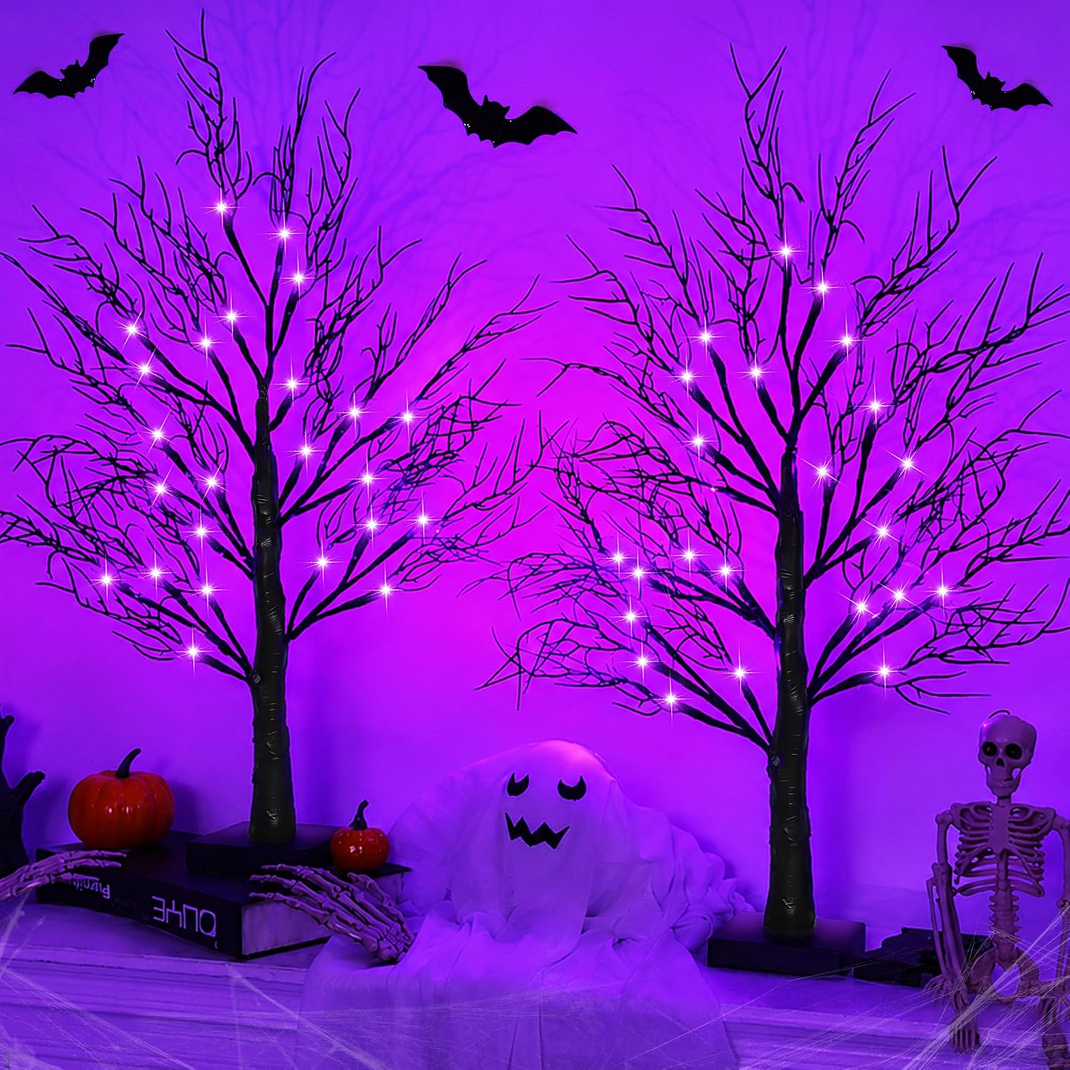 Mosoan two black trees with purple LEDs