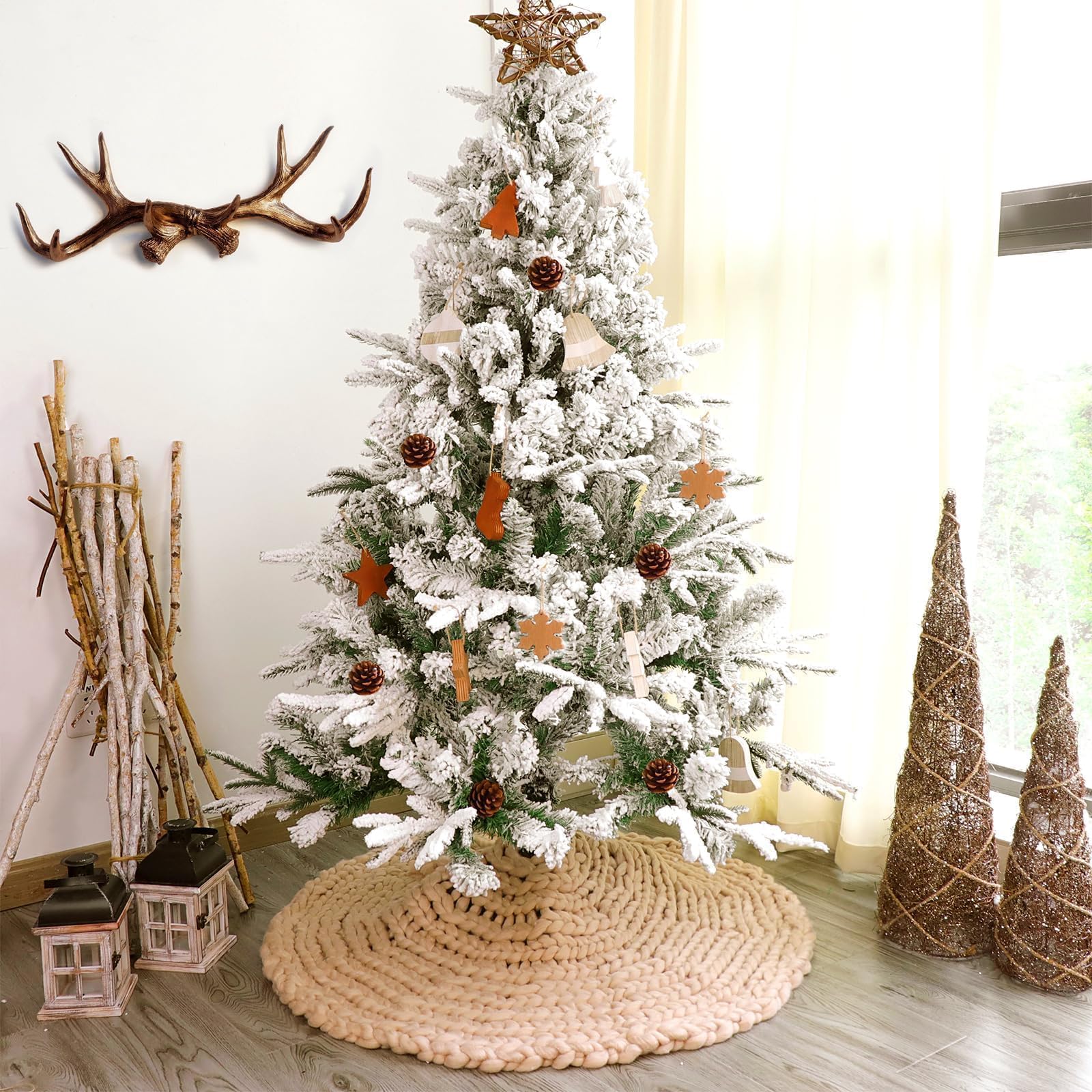 Full tree styled over a round beige knitted skirt