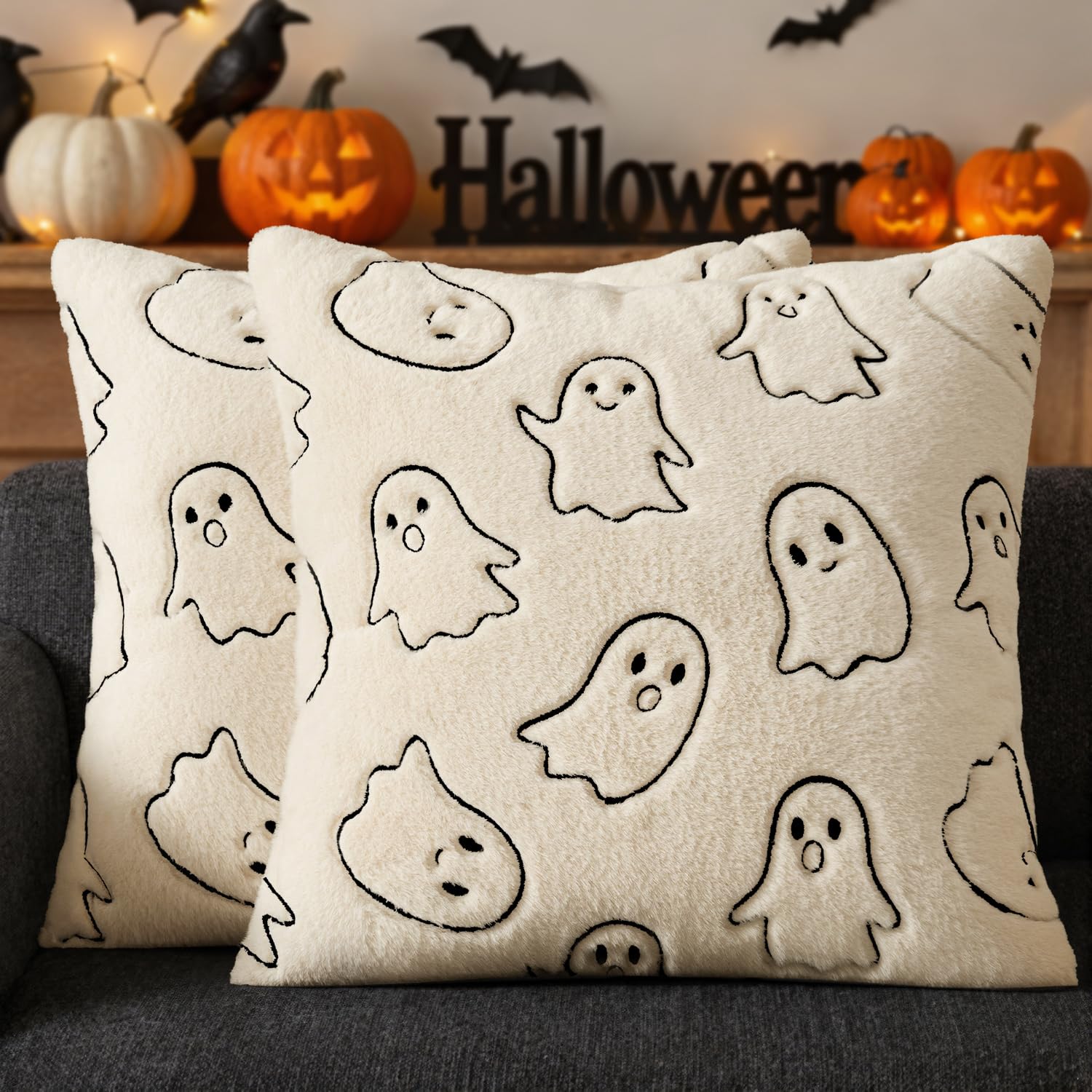 Selected MIULEE beige ghost pillow-cover design