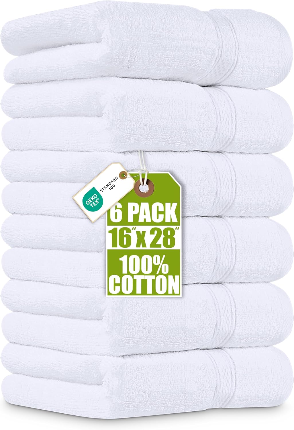 Six white Utopia hand towels in the selected pack