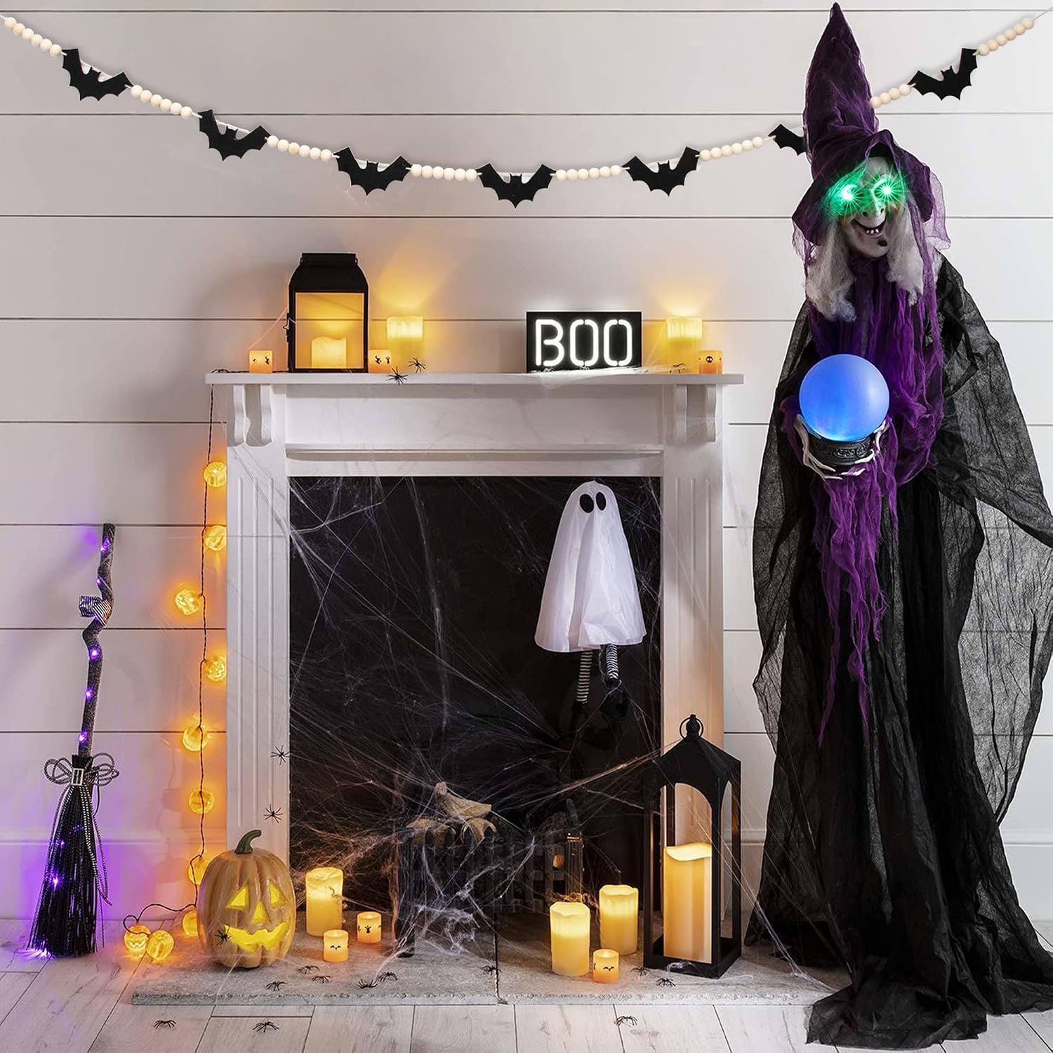Bat garland in a manufacturer Halloween arrangement