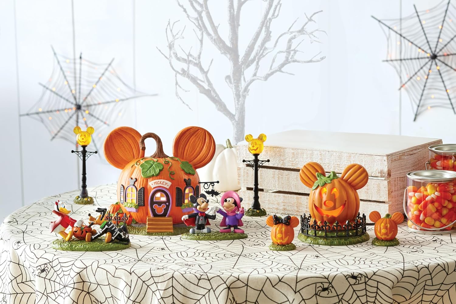 Mickey Pumpkintown house in a styled miniature village