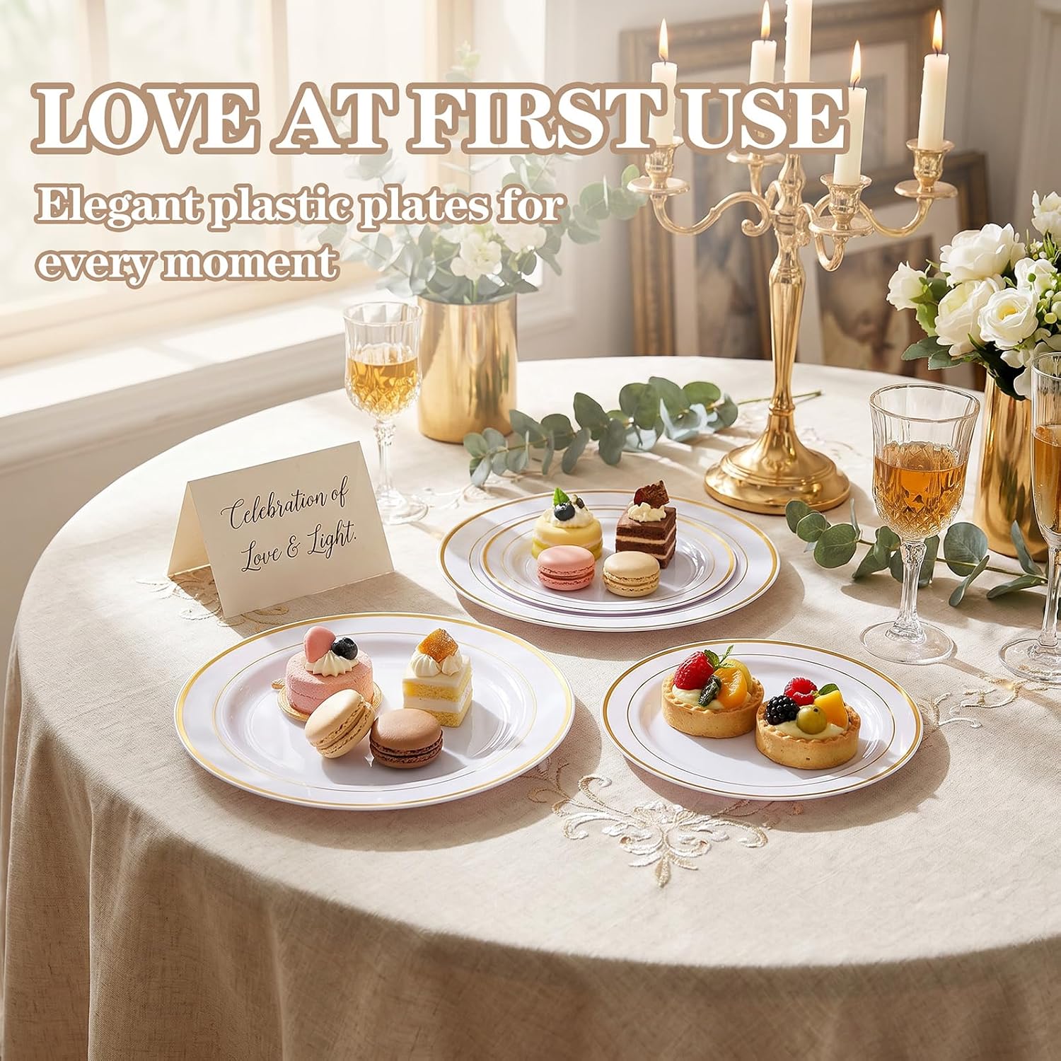 I00000 coordinated plastic plates with separate food props