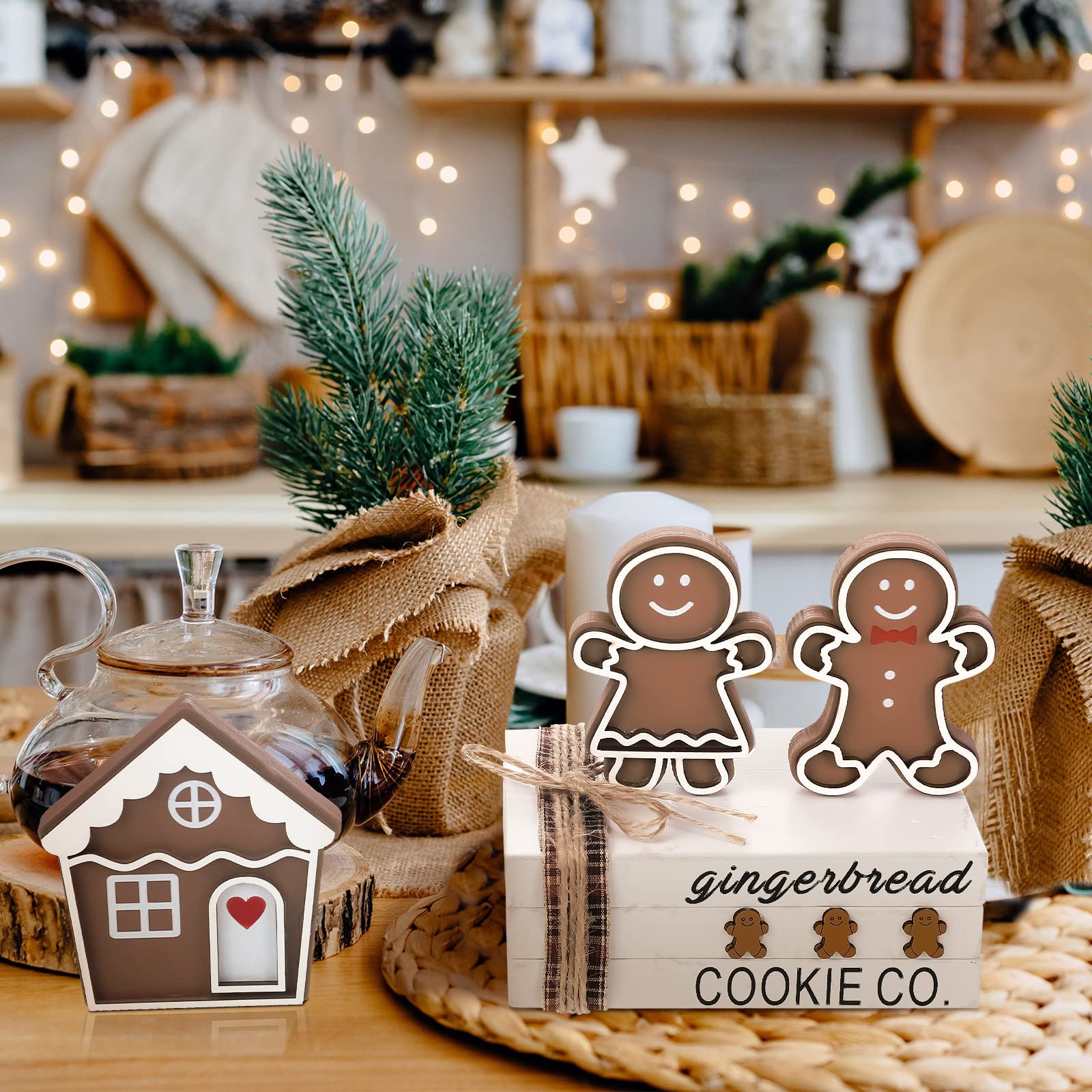 Jetec gingerbread motif beside separate serving accessories