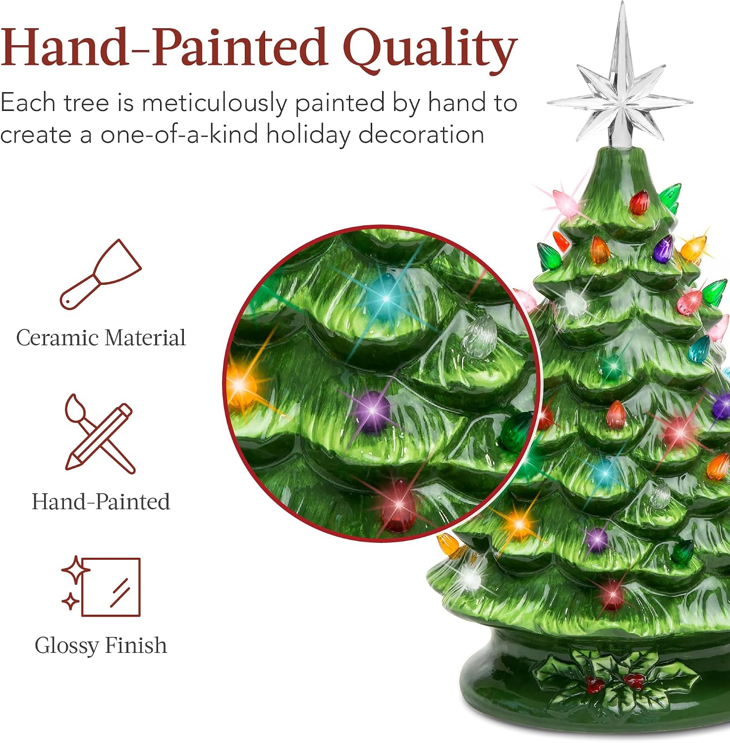 Seller illustration of ceramic material and hand-painted finish