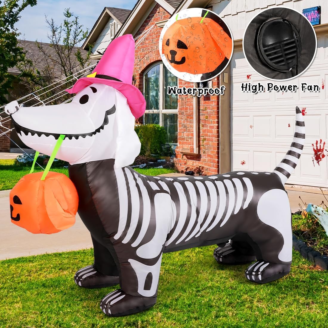 Listing close-up graphic of the puppy and fan